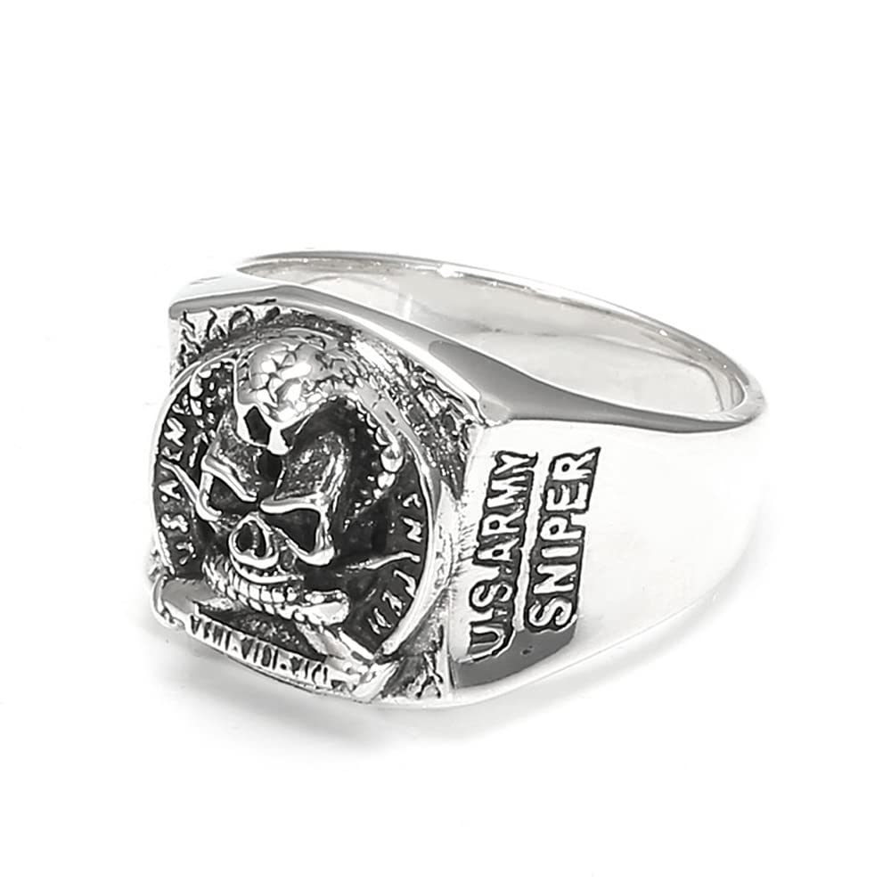 Vintage 925 Sterling Silver Skull Signet Ring for Men - Gothic Punk Biker Jewelry, Hip Hop Style, Adjustable Sizes 10.5-12.5 - Perfect for Halloween, Costume Parties & Edgy Fashion Statements