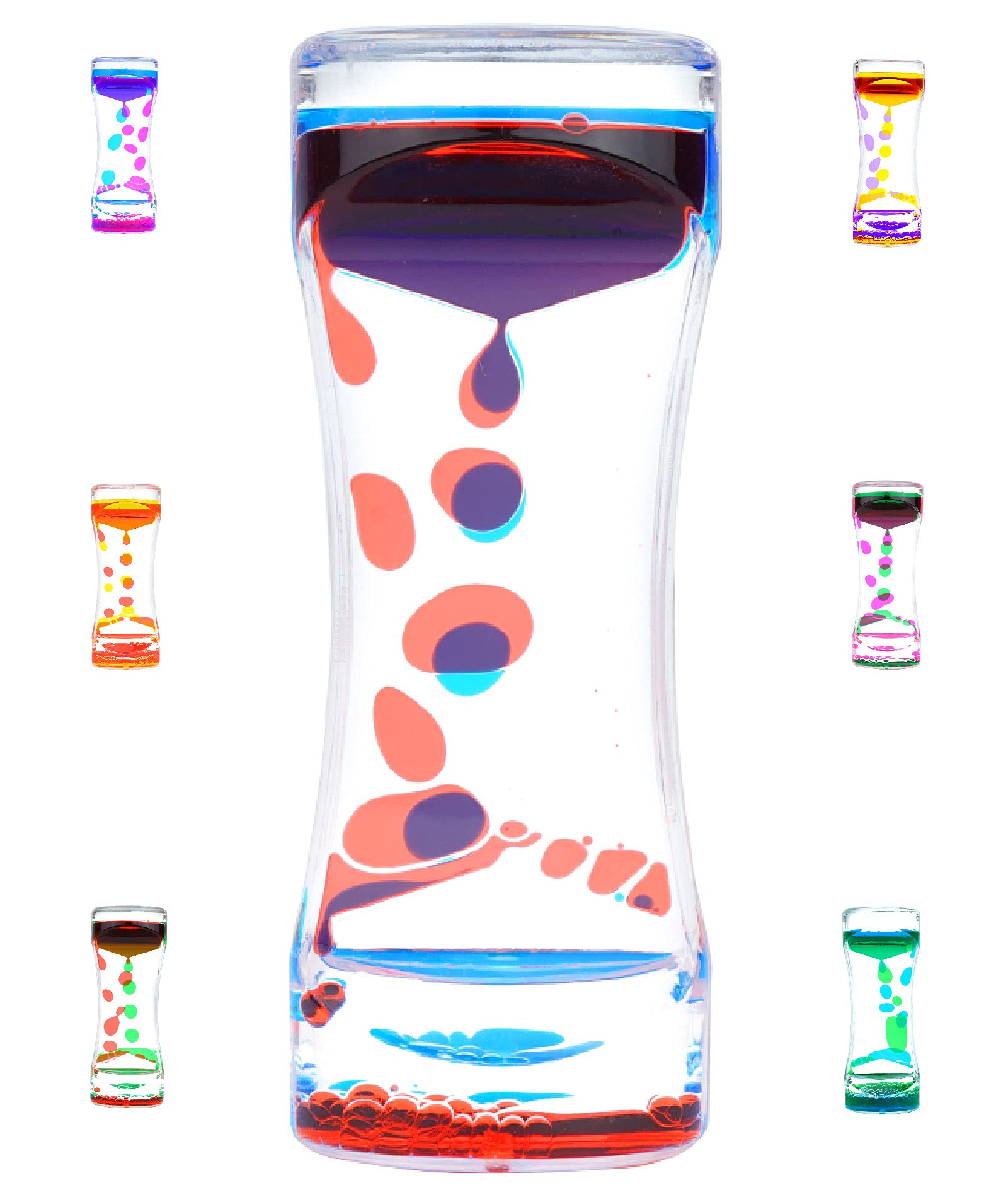 Liquid Motion Bubbler Timer - Diamond Shaped Sensory Fidget Toy for Kids & Adults | Stress Relief, Autism Therapy, ADHD Focus Tool | Desk Decor & Home Ornament (Red & Blue) - Perfect for Office, Classroom & Relaxation Spaces