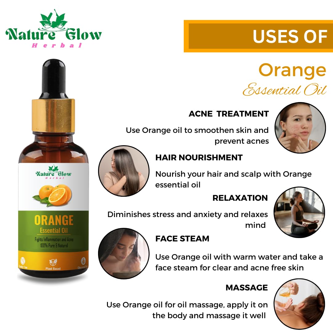 Organic Orange Essential Oil for Skin & Hair - 100% Pure, Natural, Undiluted (15ml) | Hydrates Dry Skin, Nourishes Hair | Aromatherapy, Massage, DIY Beauty & Home Fragrance