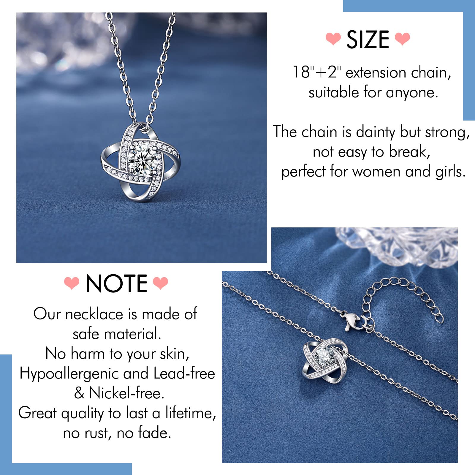 Soulmate Love Knot Necklace for Women - Romantic Jewelry Gift for Girlfriend, Wife, Birthday, Wedding, Anniversary - Perfect for Valentine's Day & Special Occasions