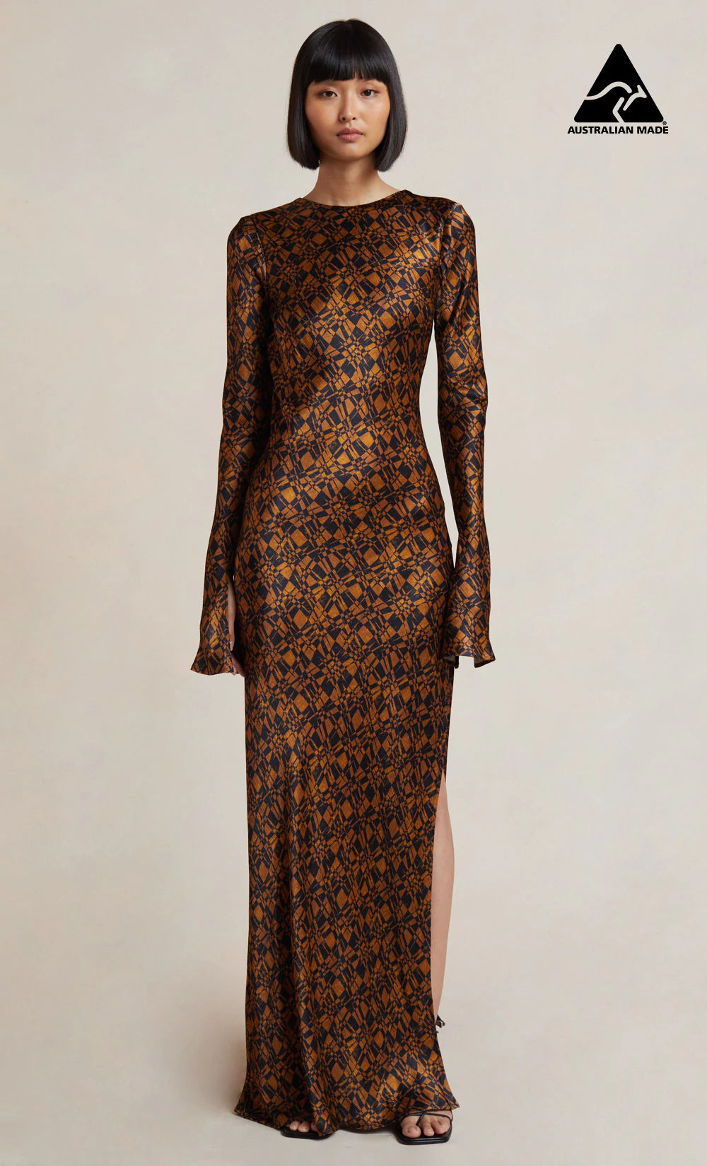 Checkmate Long Sleeve Maxi Dress for Women - Elegant Flowy Casual & Party Wear - Perfect for Weddings, Dates, and Special Occasions