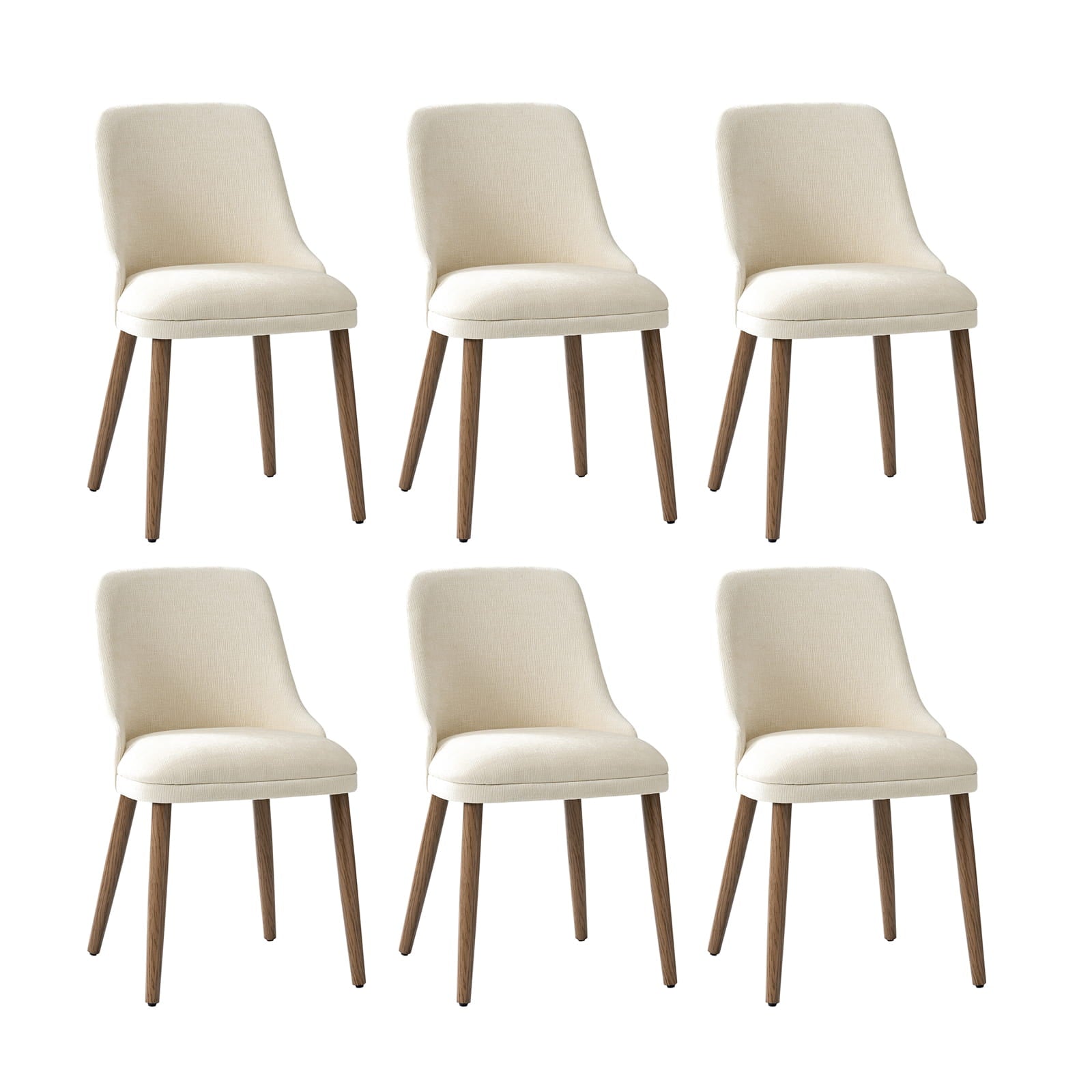 Zara Dining Chairs Set of 2/4/6 - Modern Curved Backrest with Natural Wood Legs & Plush Cushion - Perfect for Kitchen, Dining Room, or Breakfast Nook