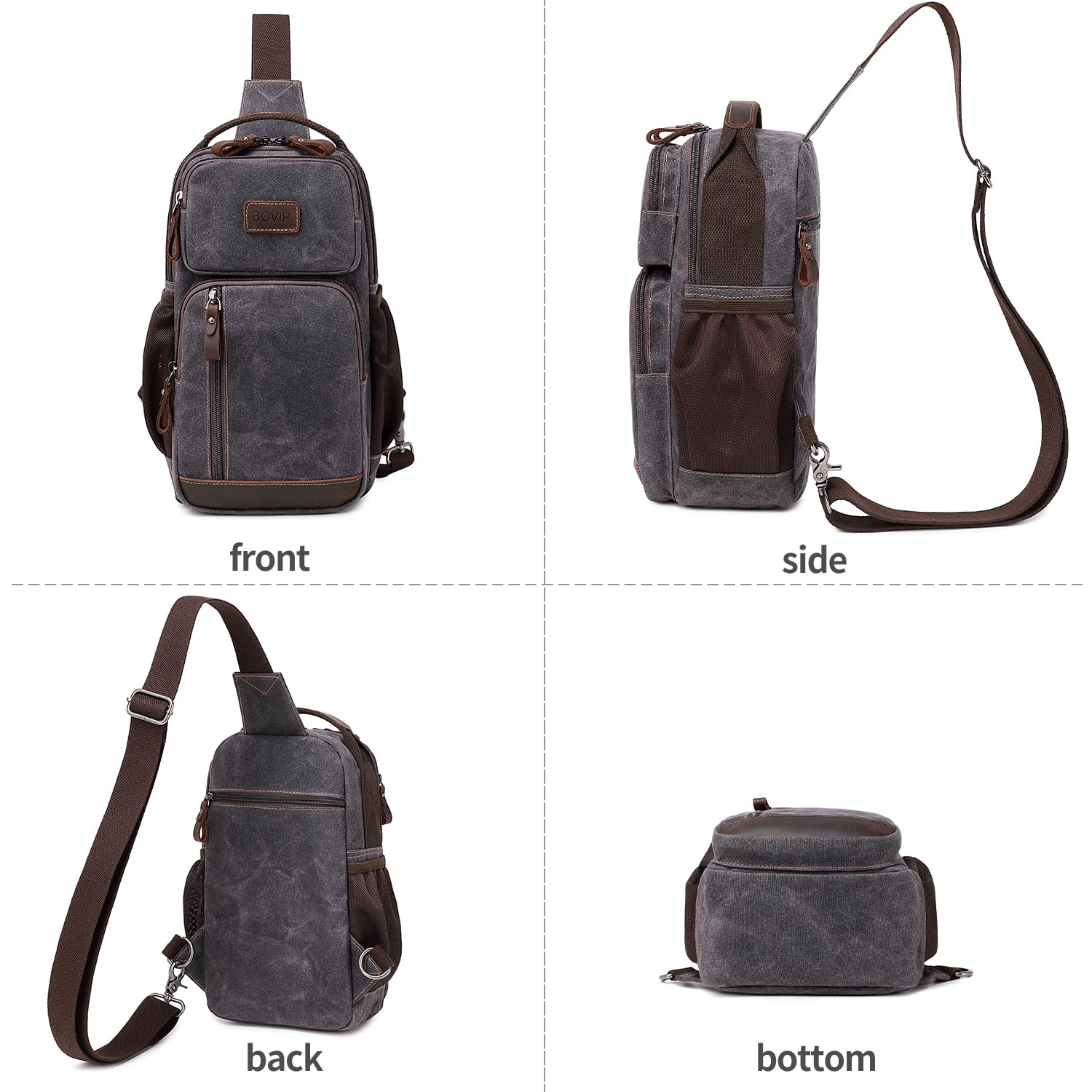 Waterproof Waxed Canvas Sling Bag for Men - Crossbody Chest Shoulder Backpack, Lightweight Casual Daypack for Travel, Hiking, and Daily Commute