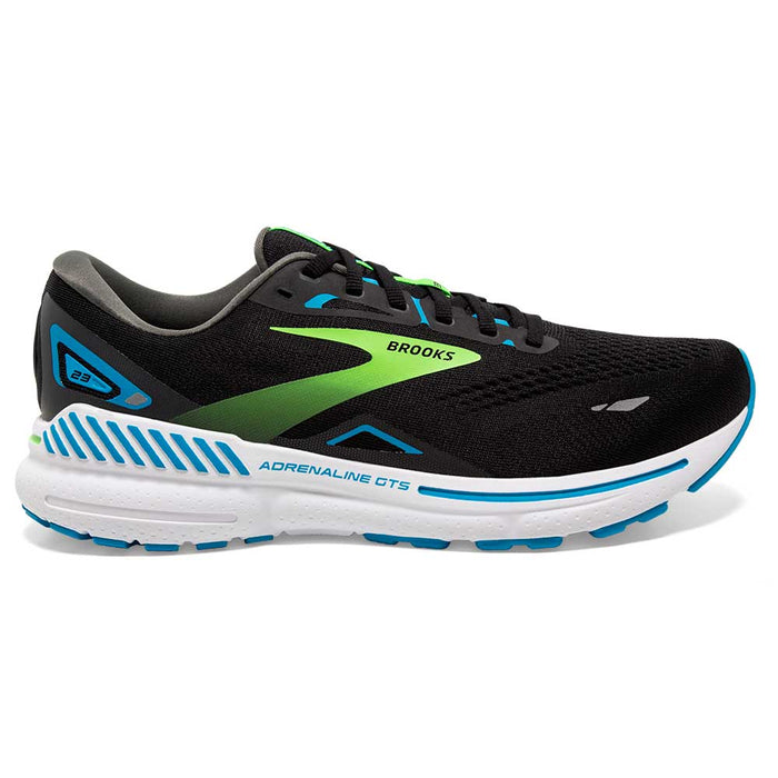 Brooks Adrenaline GTS 23 Running Shoes for Men - Black/Hawaiian Ocean/Green - Size 7 D Medium - Stability & Support for Road Running, Jogging & Workouts