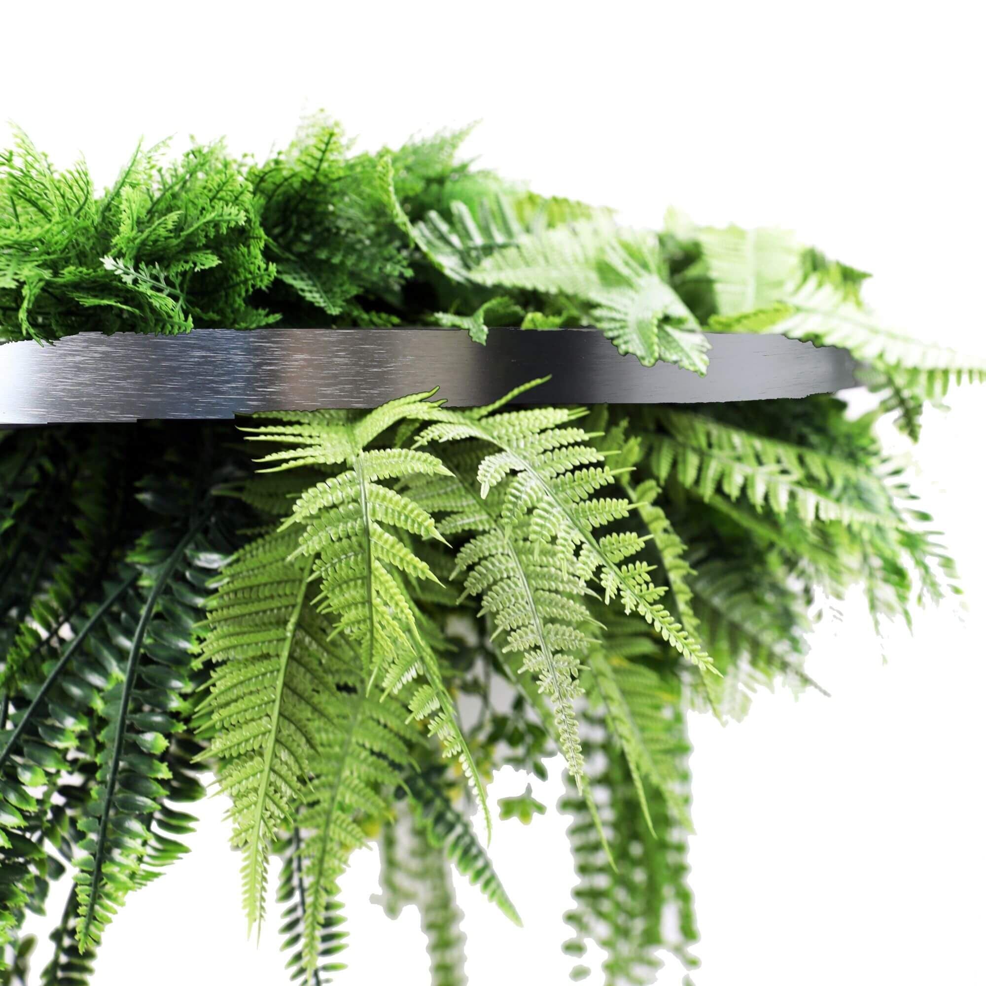 UV Resistant Silver Artificial Hanging Green Wall Disc - 80cm Faux Foliage for Indoor/Outdoor Decor, Wedding Backdrops & Home Garden Design