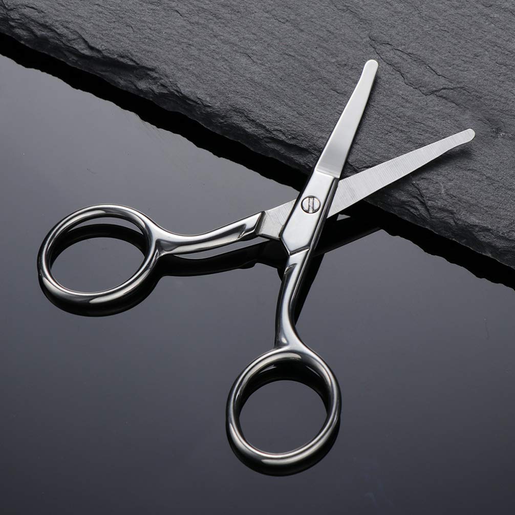 3 Pack Stainless Steel Nose Hair Trimmer Scissors - Safe & Precise Eyebrow & Vibrissa Grooming Tool for Men - Perfect for Travel, Home & Personal Care Routines