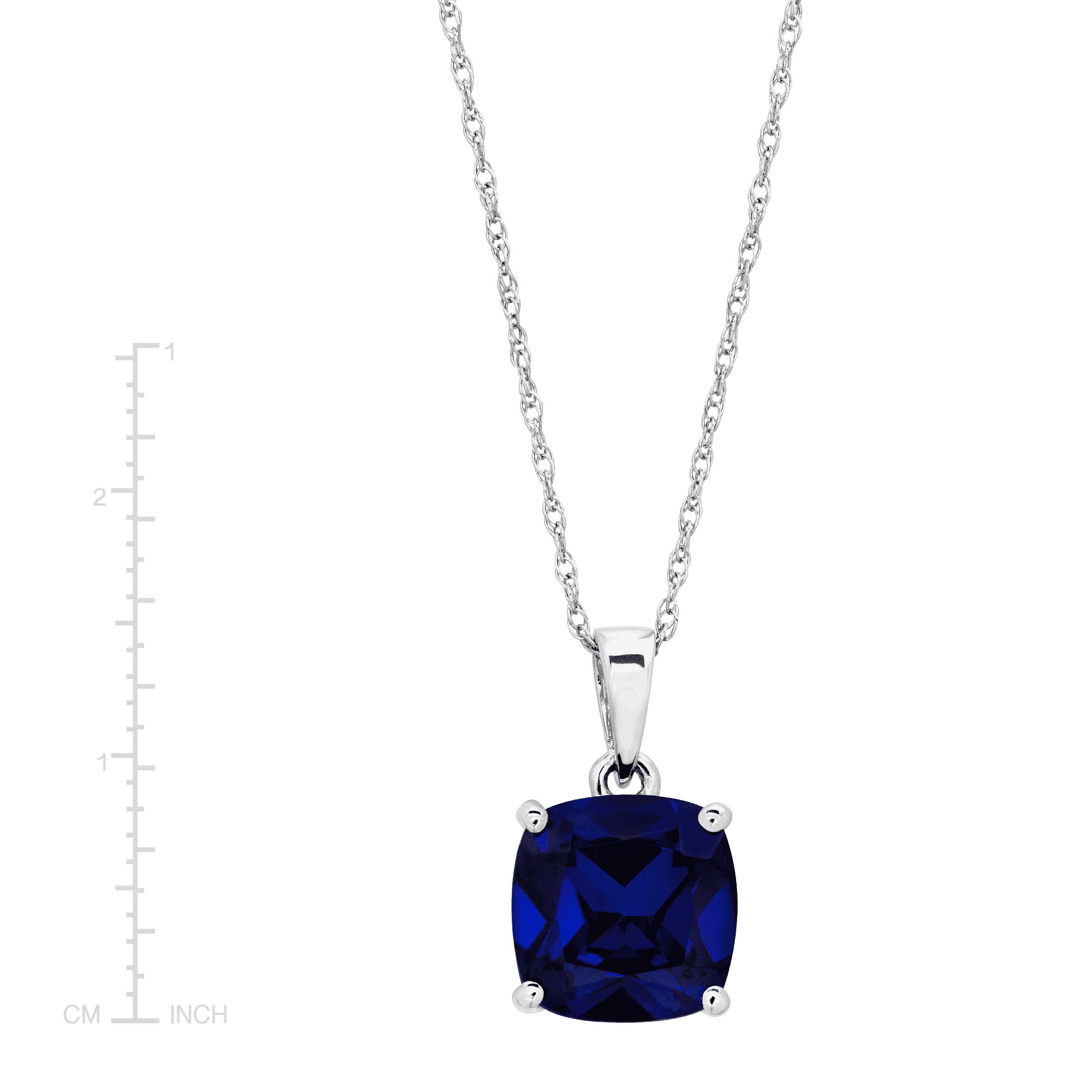 14K Gold Gemstone Cushion Solitaire Pendant Necklace 18