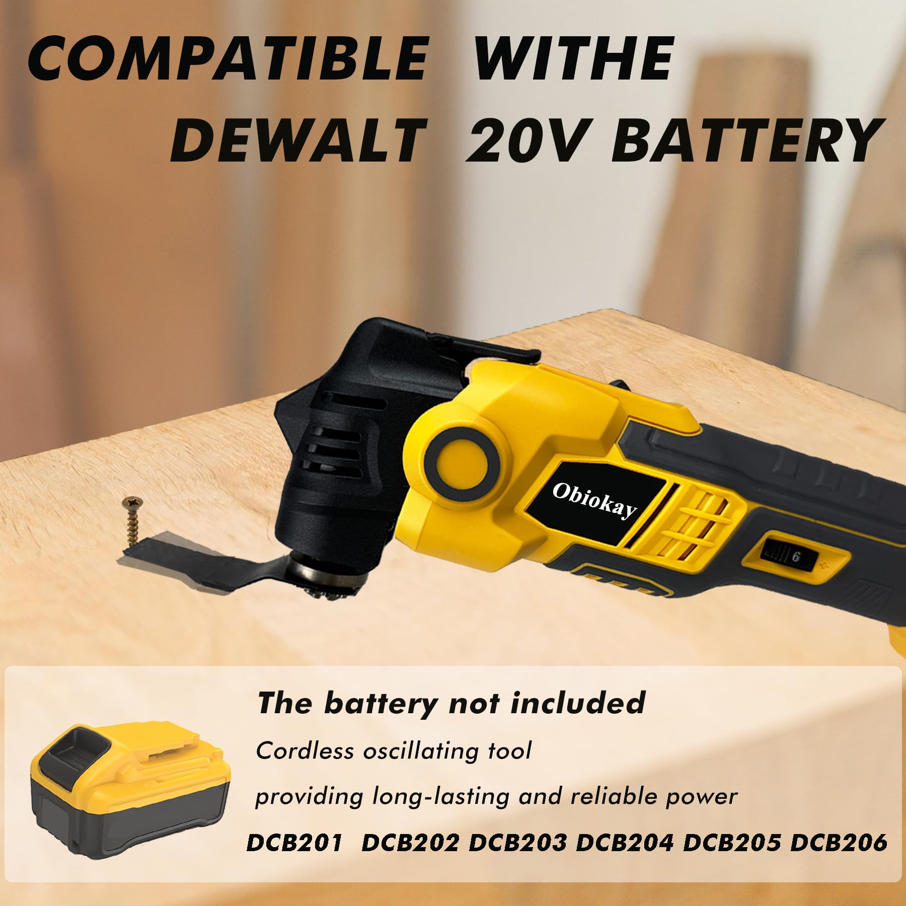 DeWalt 20V Max Cordless Oscillating Multi-Tool Kit with 6-Speed Control, 4° Oscillation Angle & Anti-Vibration Technology - Includes Blades for Cutting, Grinding, Sanding (Tool Only) - Perfect for DIY Projects, Woodworking, Home Renovations and Professional Construction Work