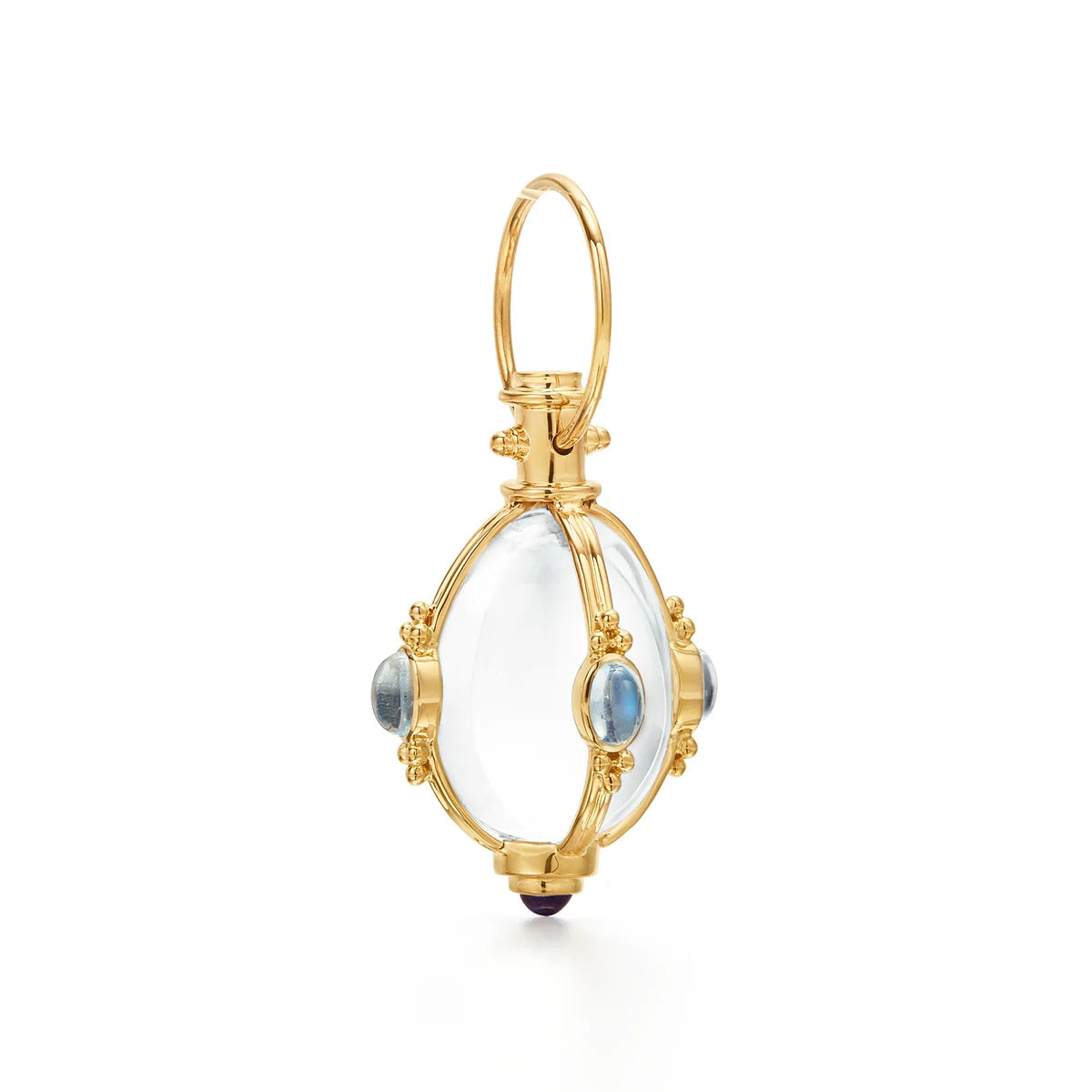 Temple St. Clair Medium Blue Moon Amulet Necklace - Natural Rock Crystal, Blue Moonstone & Tanzanite Pendant - Perfect for Spiritual Healing, Meditation & Boho Fashion Jewelry