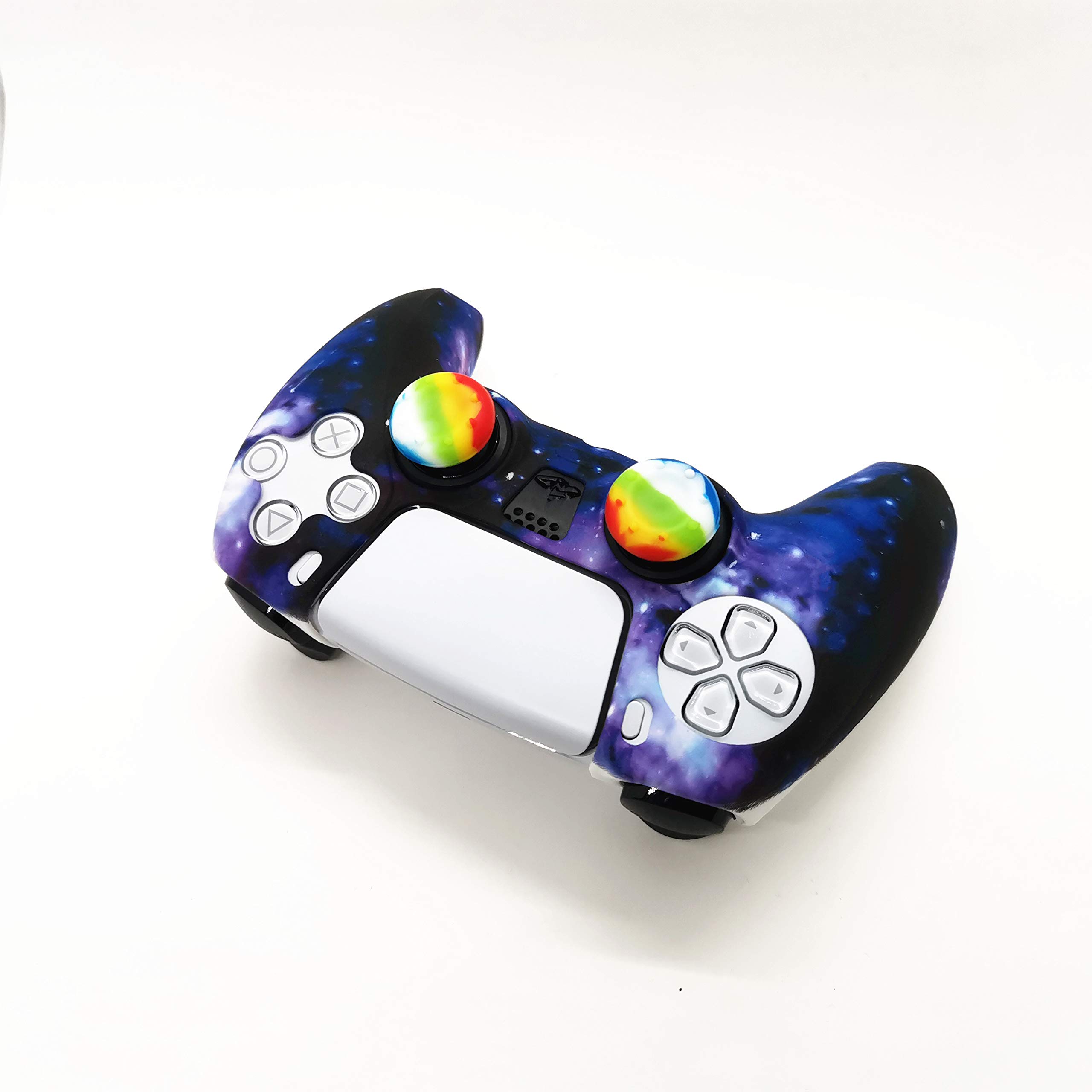 Anti-Slip Silicone PS5 Controller Cover with 10pcs Thumb Grips - Blue Starry Sky Design for Enhanced Gaming Comfort & Protection | Perfect for Long Gaming Sessions & Competitive Play