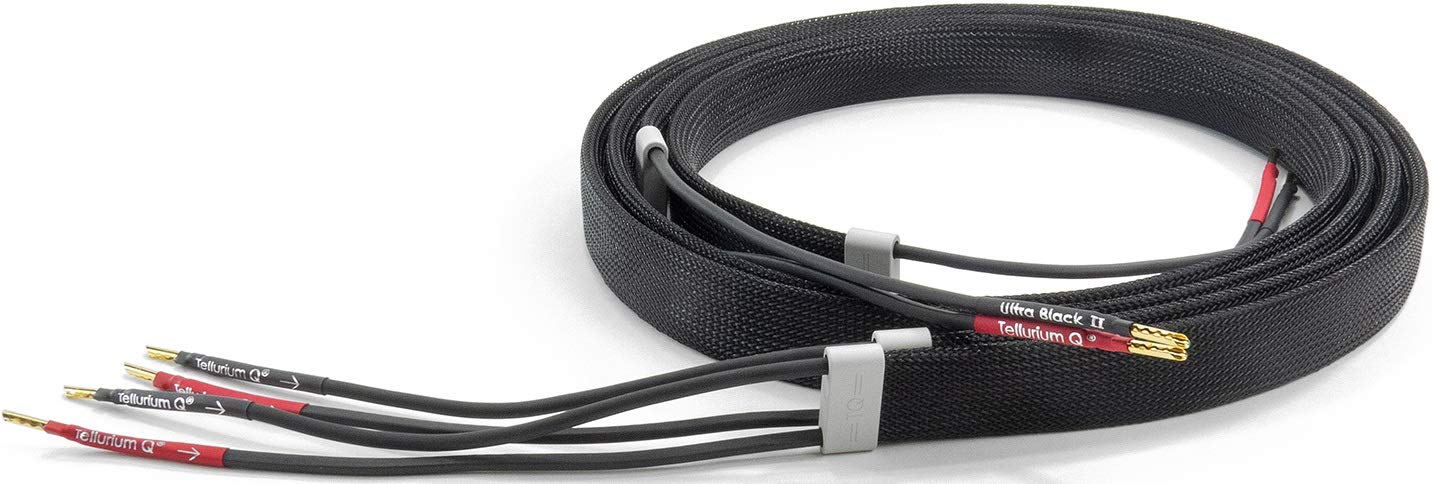 Premium Ultra Black II Speaker Cables with Gold-Plated Banana Plugs (2.5m/8.2ft) - High Performance Audio Cables for Home Theater, Stereo Systems & Professional Studio Setup