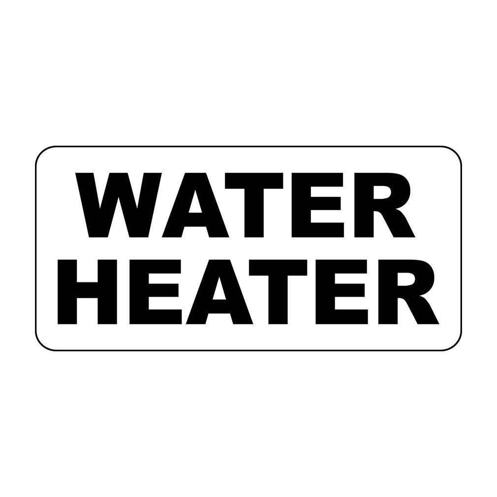 3x8 Inch Black Plastic Water Heater Sign for Office - Durable Indoor & Outdoor Use - Perfect for Workplace Safety, Utility Rooms, and Equipment Labeling