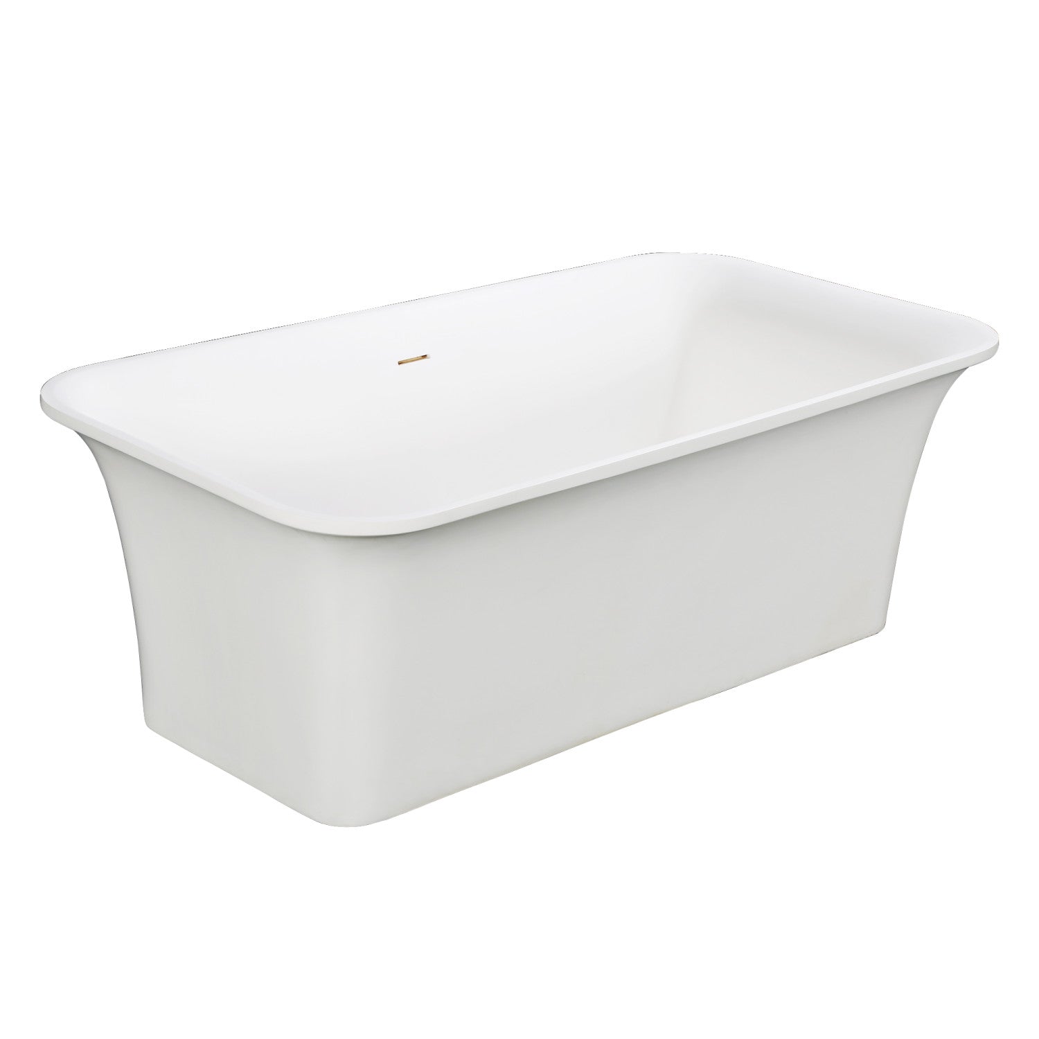 Arcticstone 67 Inch Freestanding Bathtub - Matte White Solid Surface Rectangular Double Ended Soaking Tub with Drain | Perfect for Luxury Bathrooms, Spa Retreats & Modern Home Decor