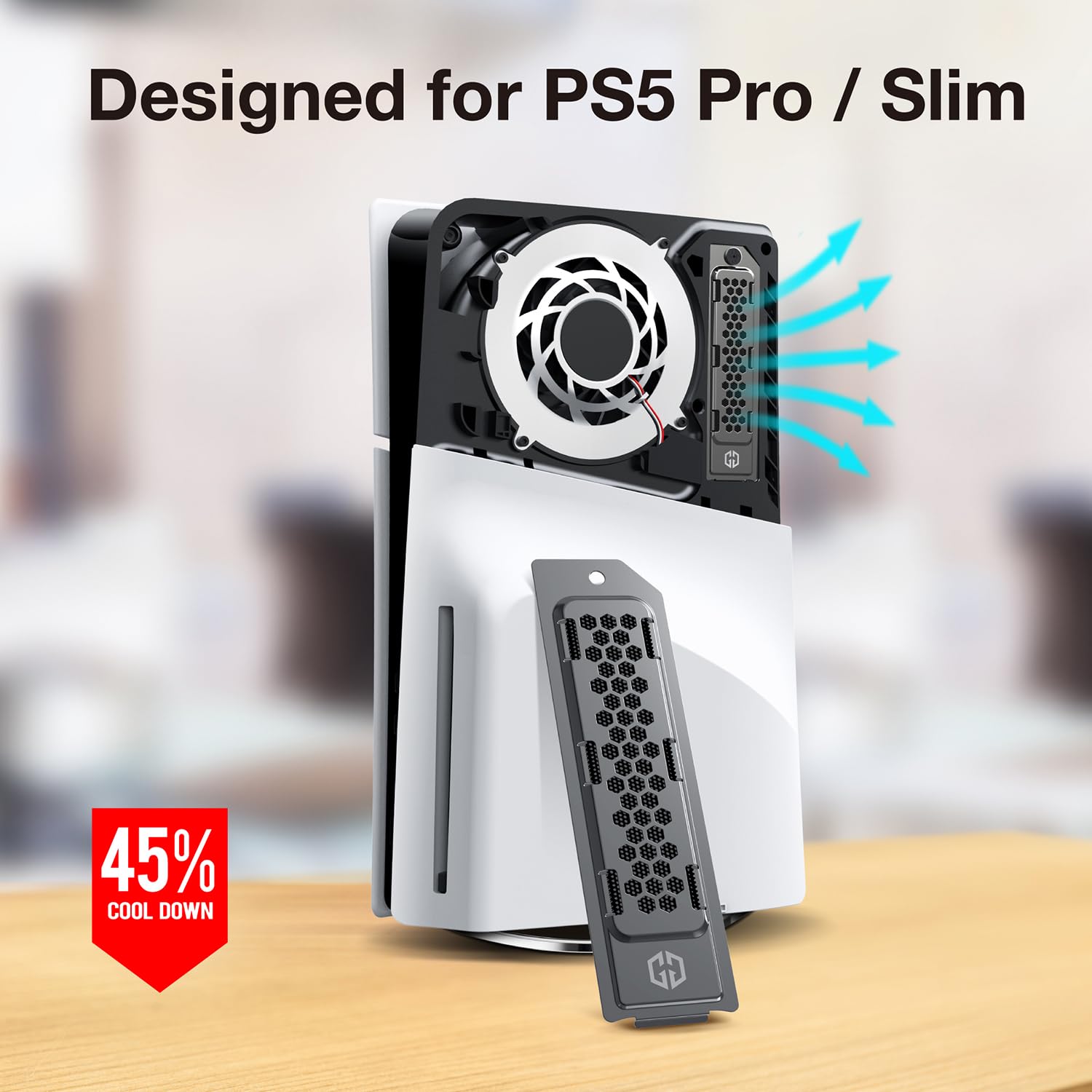 GRAUGEAR Metal Heat Dissipation Cover for PS5 Pro/Slim M.2 SSD Expansion Slot | Compatible with PS5 NVMe SSD with Heatsink | Enhanced Cooling with Breathable Cellular Design | Dust Proof Protection (Black) | Perfect for Gaming, Streaming & Extended Play Sessions