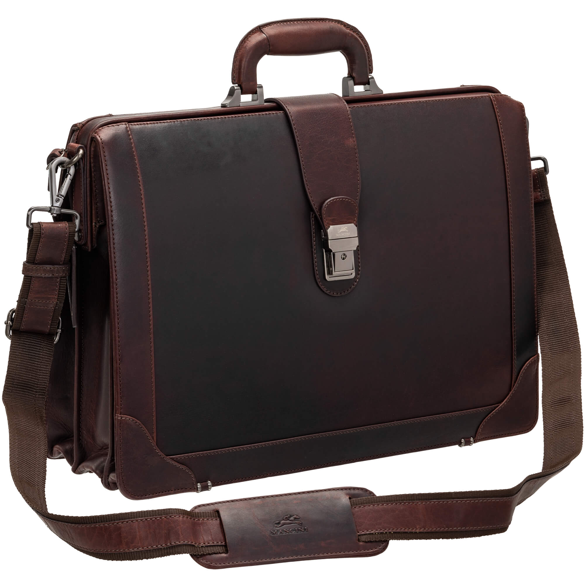 Premium Buffalo Leather Litigator Briefcase for 17.3