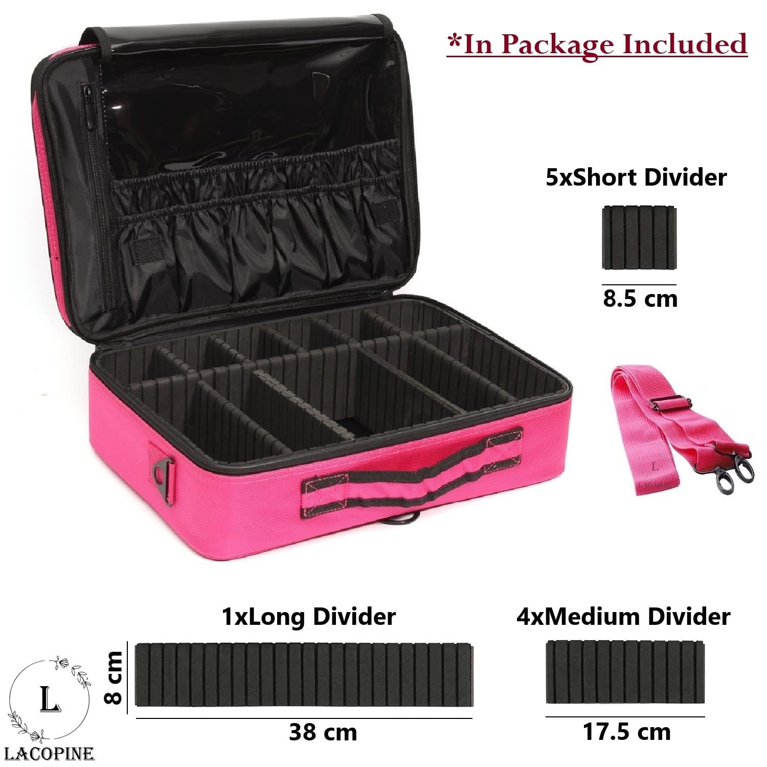 LACOPINE 30cm Polyester Casual Makeup Pouch - Pink Cosmetic Organizer Bag for Travel, Gym & Everyday Use