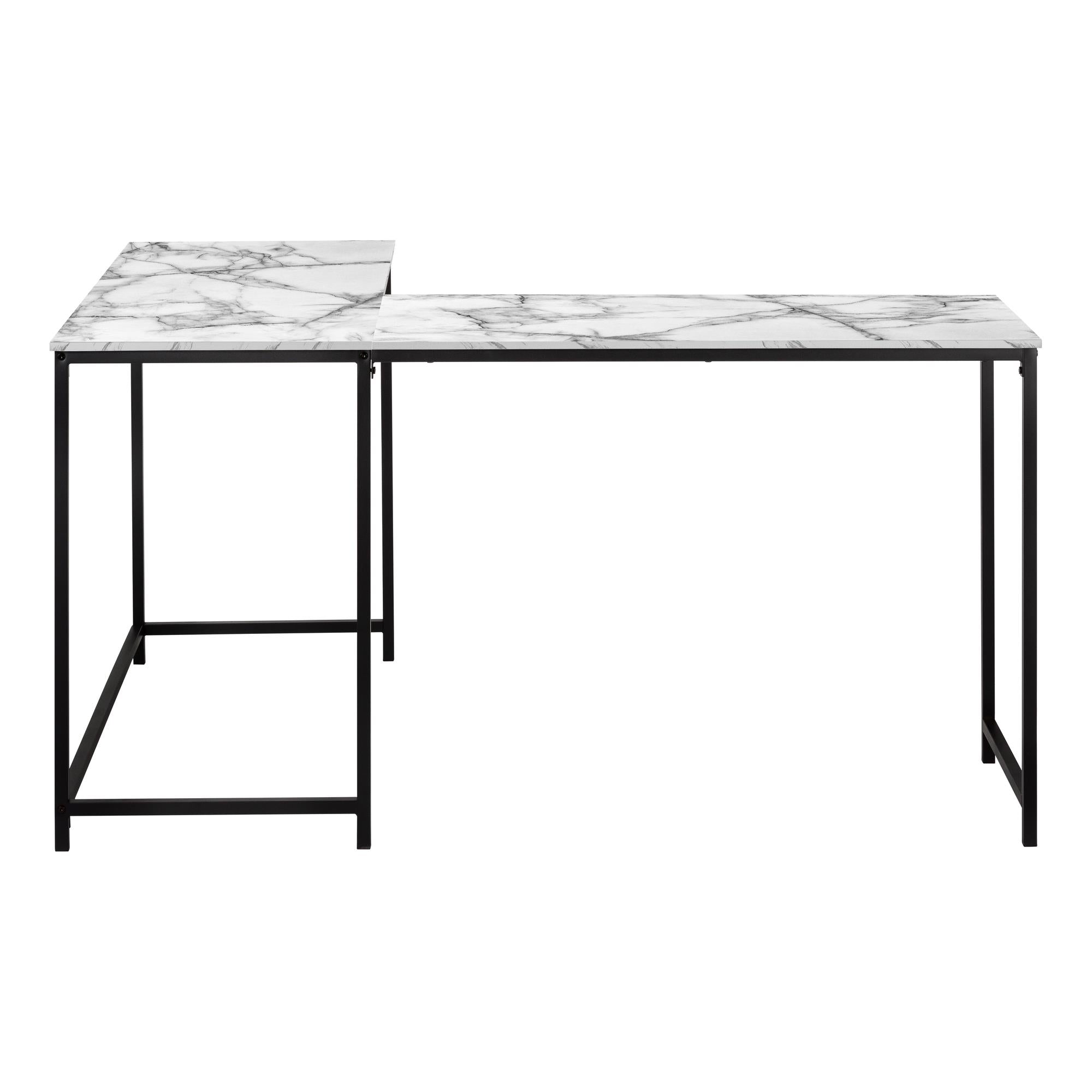 Monarch Corner Computer Desk 7393 - Modern Home Office Desk for Small Spaces, Gaming & Study Workstation - Compact L-Shaped Writing Table with Storage Shelf