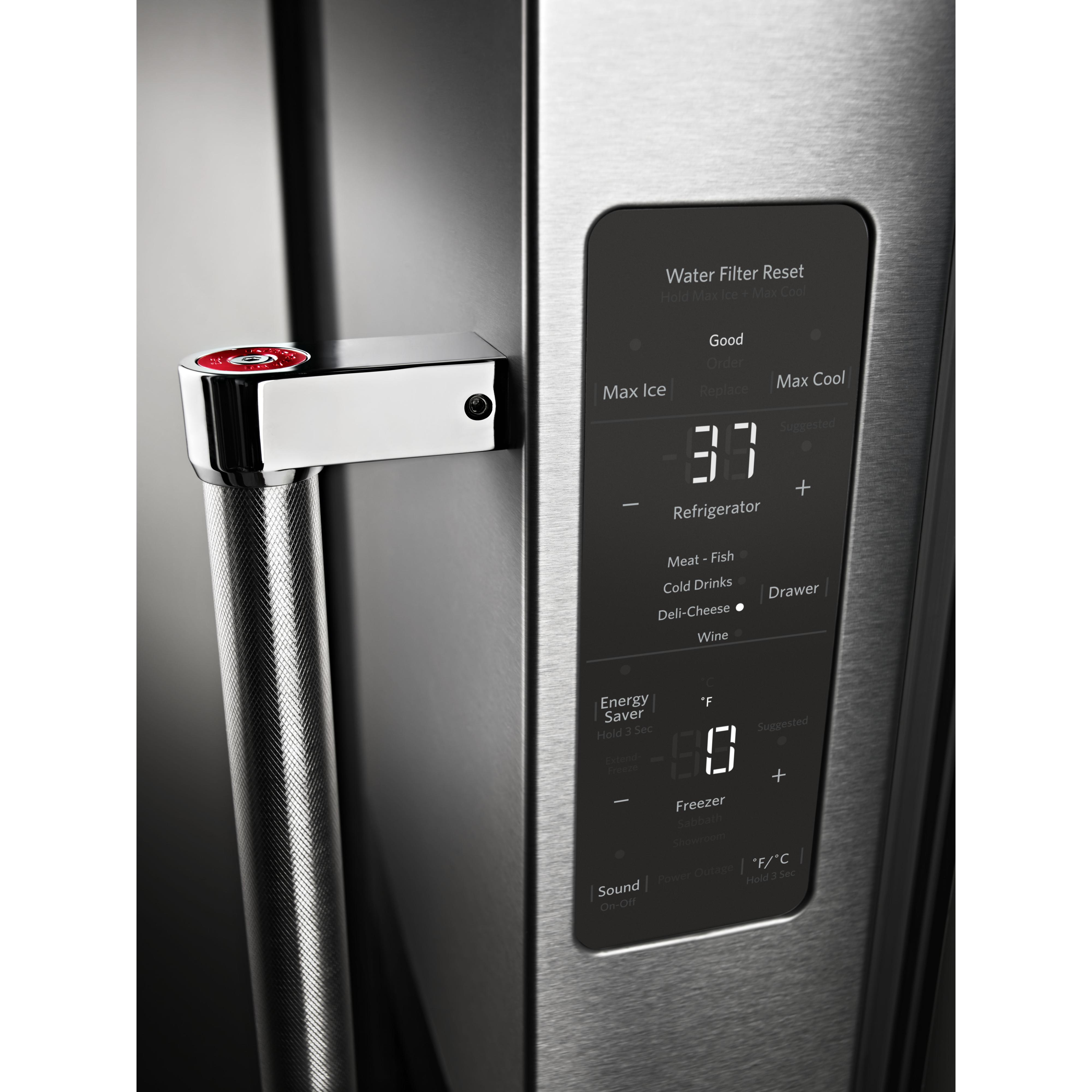 KitchenAid 36-Inch Counter-Depth French Door Refrigerator with Ice and Water Dispenser - 23.8 cu. ft. Stainless Steel KRFC704FPS | Perfect for Modern Kitchens, Entertaining & Large Families