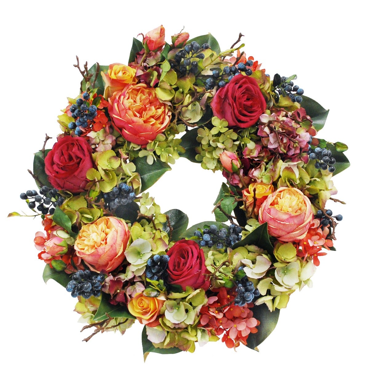 Beautiful Hydrangea & Rose Floral Wreath for Front Door - Elegant Home Decor for Spring, Summer, Weddings & Seasonal Front Porch Decorations
