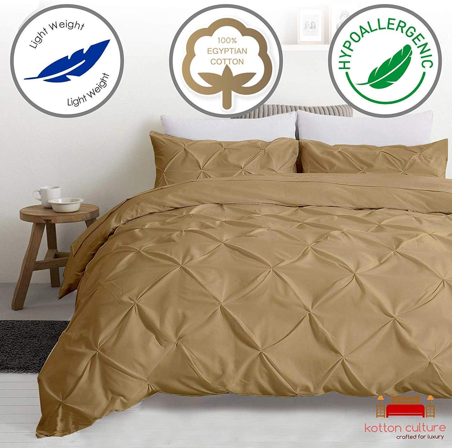 Luxurious 400GSM Egyptian Cotton Comforter Set - King/Cal King for Elegant Bedrooms