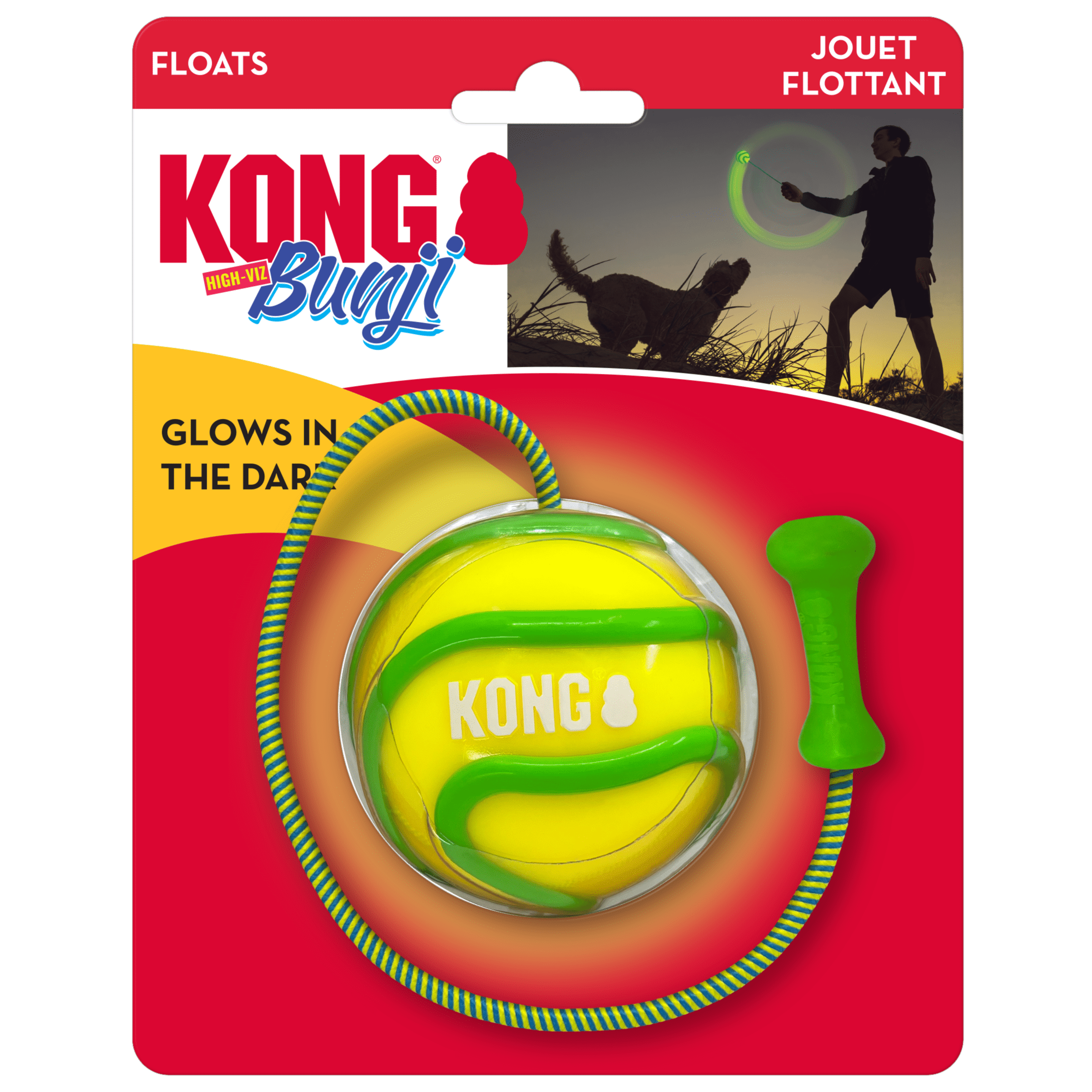 KONG Bunzi High Visibility Dog Toy - Durable Fetch & Chew Toy for Active Dogs, Perfect for Outdoor Play & Training