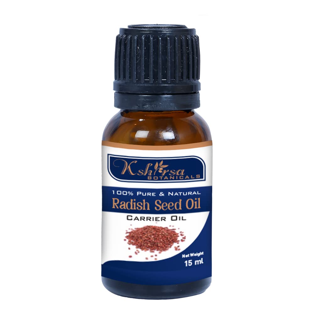 Organic Radish Seed Oil (Raphanus Sativus) - 100% Pure Cold Pressed for Skin Care, Hair Growth & Aromatherapy - 15ml Natural Essential Oil for Face Moisturizer, Scalp Treatment & Massage Therapy