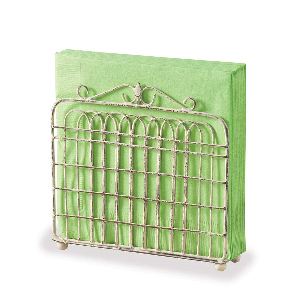 Park Designs Garden Gate Napkin Holder - Cream Ceramic Tableware for Kitchen, Dining Room, and Outdoor Picnics - Perfect for Home Decor and Entertaining Guests