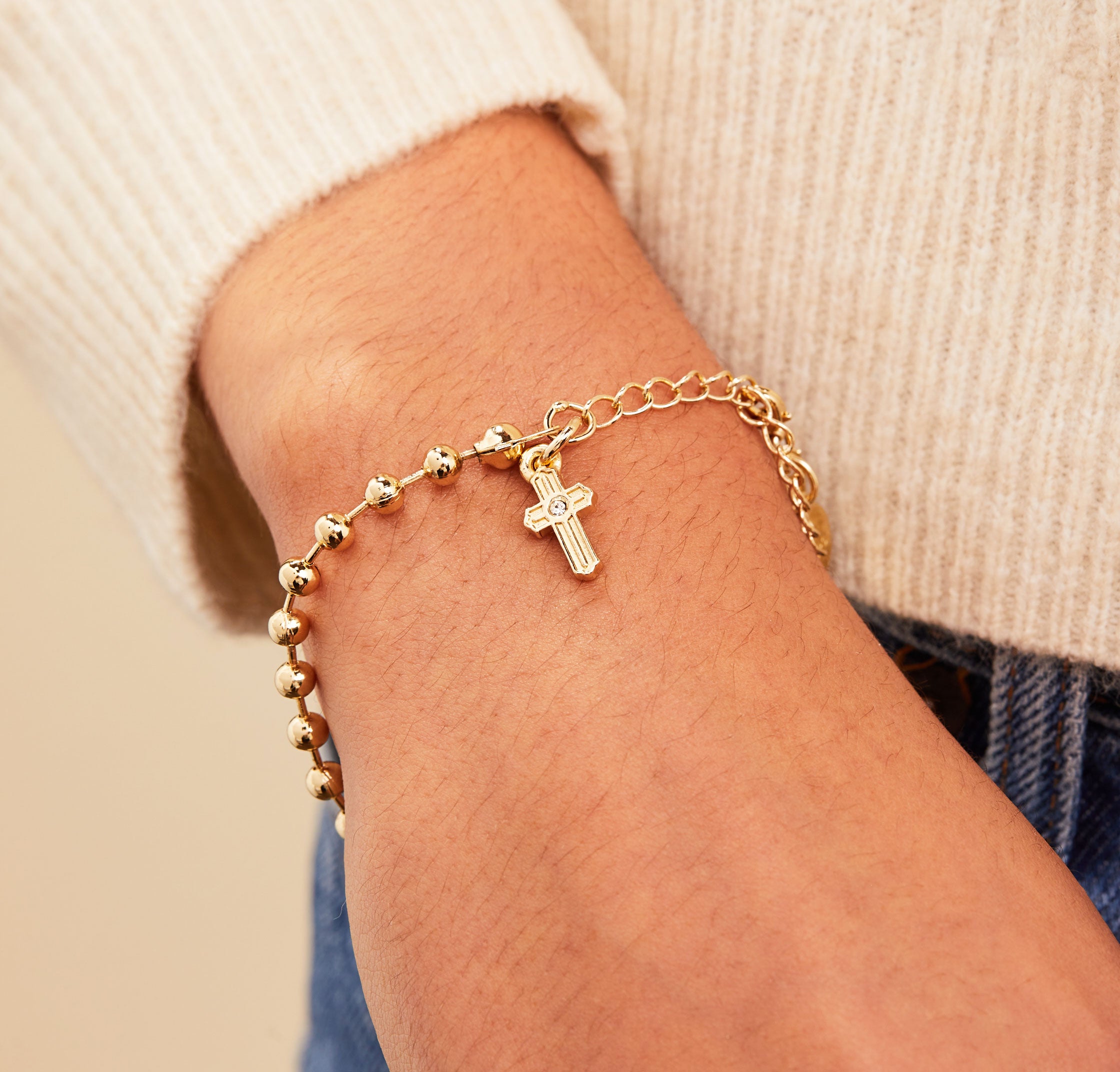 Stylish Cross Ball Chain Bracelet for Women - Trendy Religious Jewelry Gift for Everyday Wear & Special Occasions