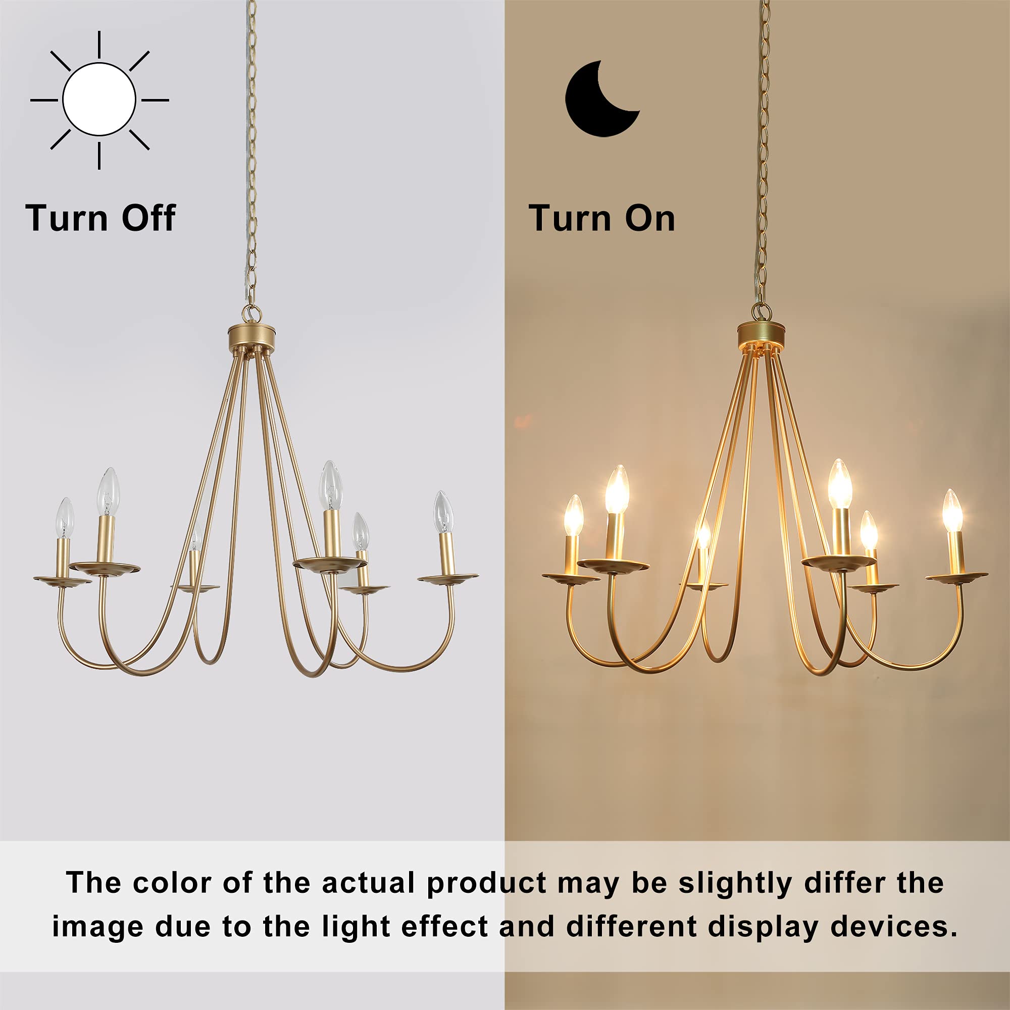 KSANA Modern Gold Chandelier - 6-Light Hanging Pendant Light Fixture 28