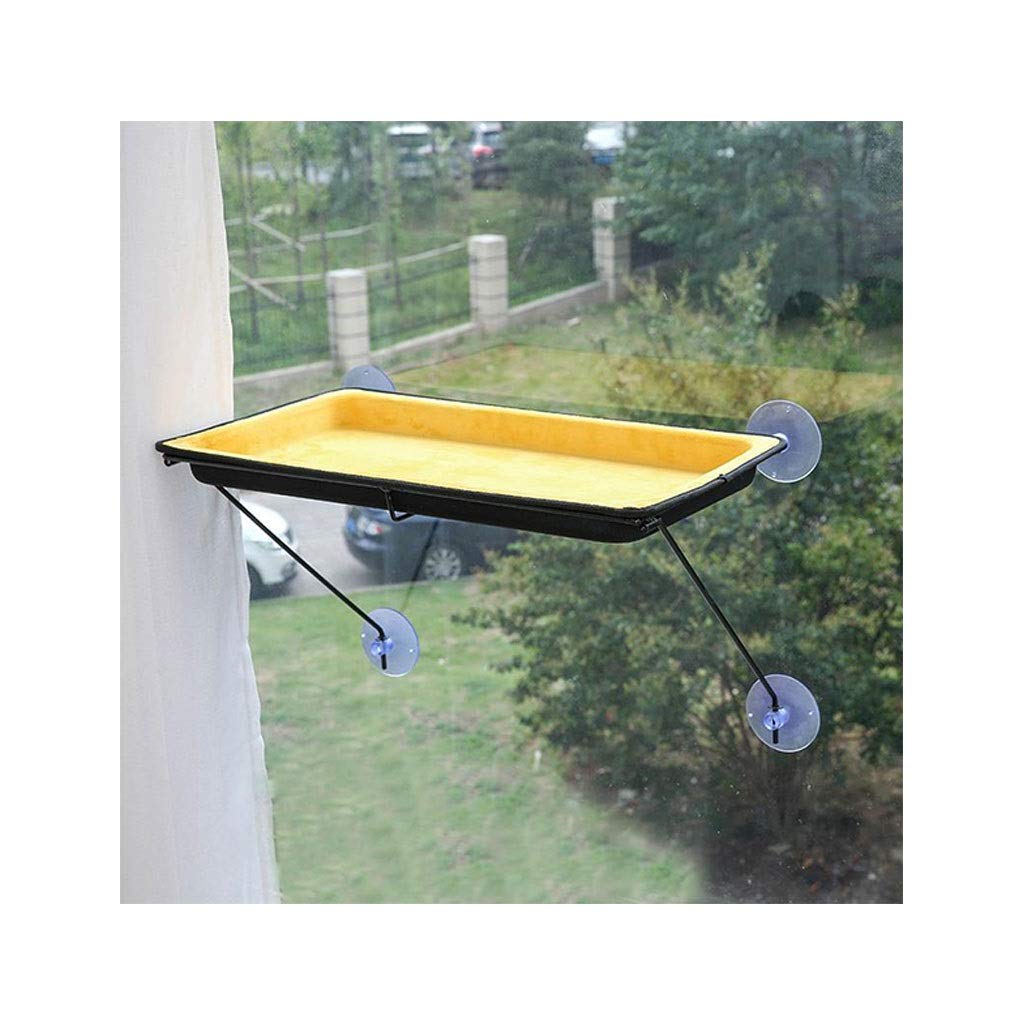 Premium Cat Window Bed - Cozy & Safe Cat Hammock with Suction Cups, 360° Sunbath Perch for Indoor Cats - Space-Saving Pet Resting Seat (Yellow) - Perfect for Sunny Windows & Small Apartments