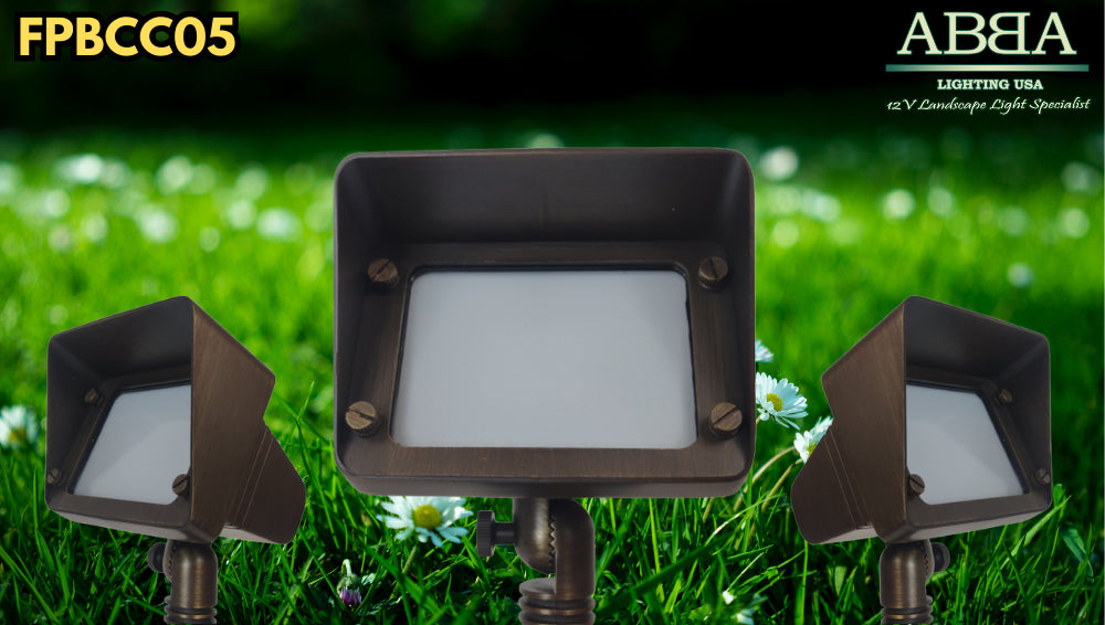 FPBCC05 Cast Brass 3CCT Adjustable 3W 10W Rectangular Built-In LED Flood Light - Low Voltage Outdoor Lighting Fixture for Garden, Pathway, and Landscape Illumination