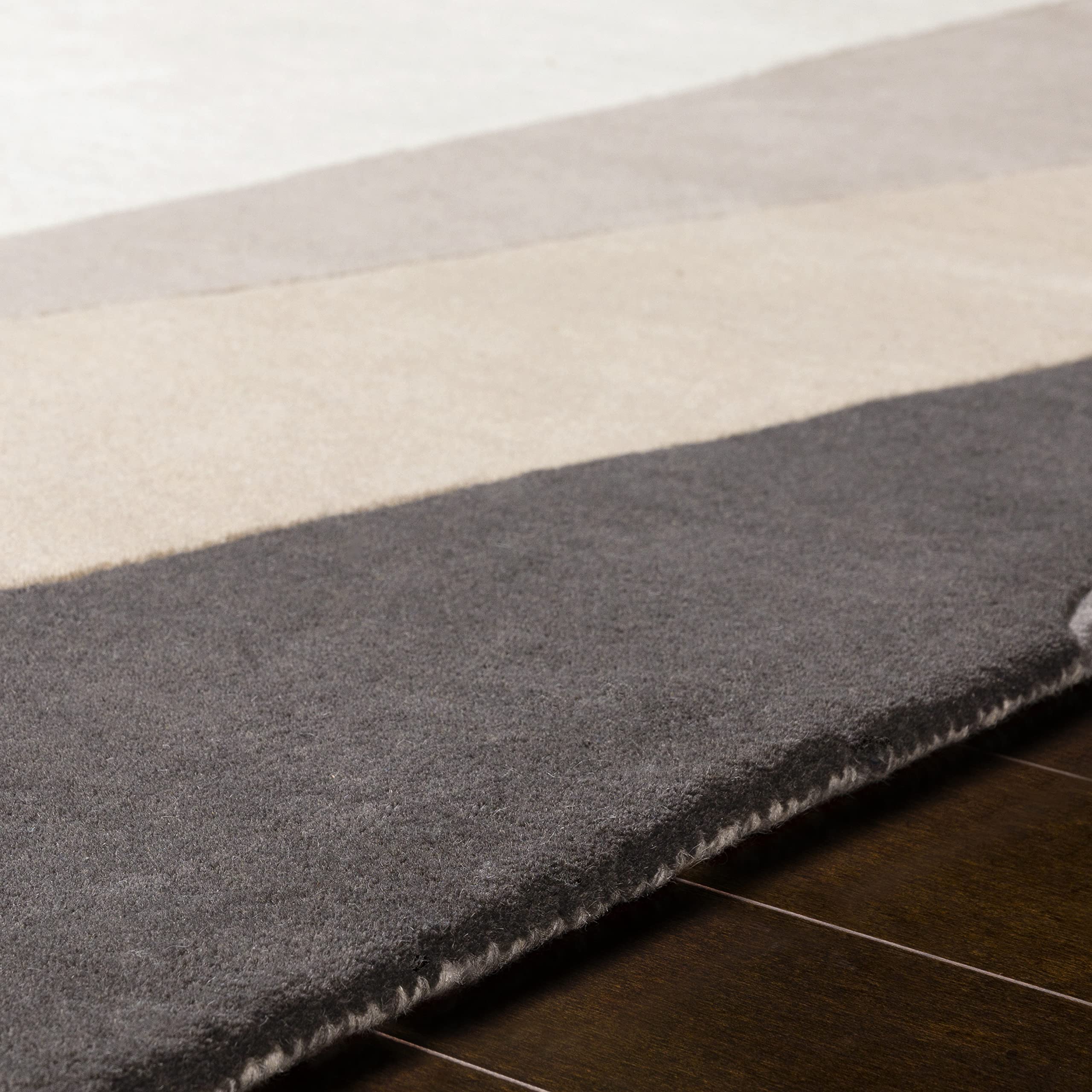 Premium 5x8 Modern Wool Area Rug - Soft Charcoal Grey & Brown Handmade Carpet for Living Room, Bedroom, Kitchen | Non-Slip & Durable Floor Mat for Home Decor, Office, Dining Area (5' x 8')