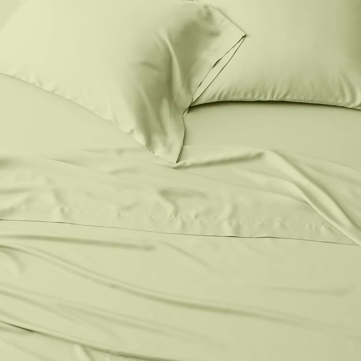 MyGiza RV King Sheets (72 x 80) 400 Thread Count 100% Egyptian Cotton Bed Sheet Set - 4 Piece Solid Sage Green, Deep Pocket Fits Mattresses Up to 18