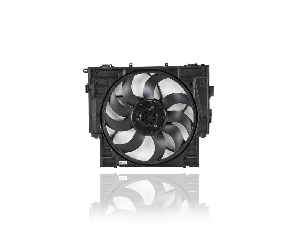 BMW 5-Series Sedan Dual Radiator & Condenser Fan Assembly Replacement (2012-2016) - Brushless Motor 17418642161 - Perfect for Cooling System Repair & Summer Driving