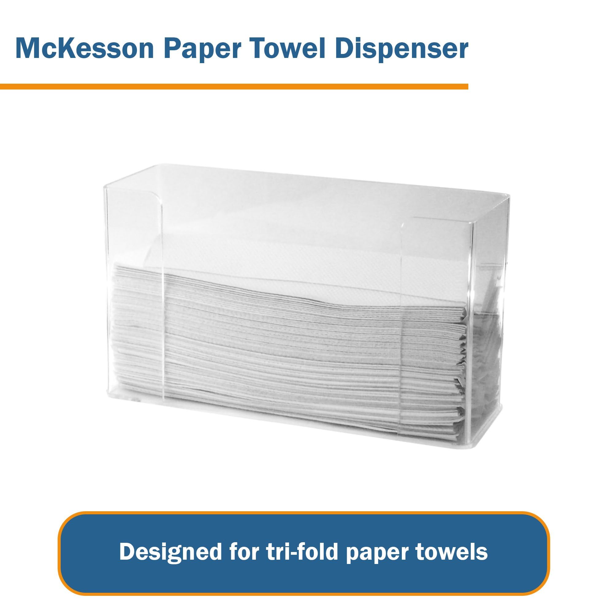McKesson Small Clear Plastic Wall Mount Tri-Fold Paper Towel Dispenser - 10.5