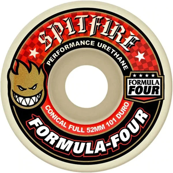 Spitfire Formula Four Conical Full 101D Skateboard Wheels - High-Performance Wheels for Street Skating and Park Tricks | Durable Urethane for Smooth Rides