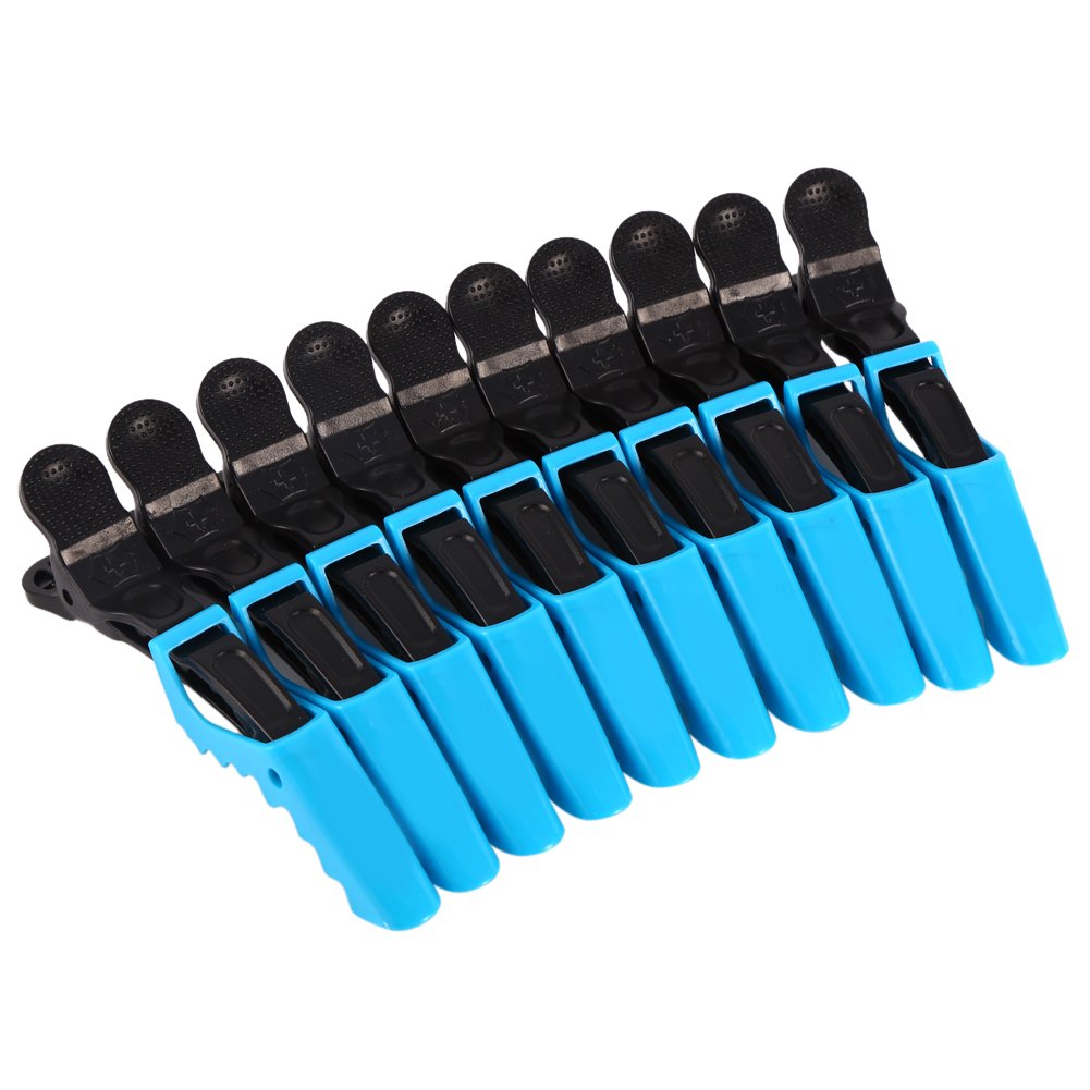 Non-Slip Plastic Hair Clips for Women - 10 Pack Blue Hair Styling Clamps & Hair Grip Accessories - Perfect for Salon, Home Styling & DIY Hair Care