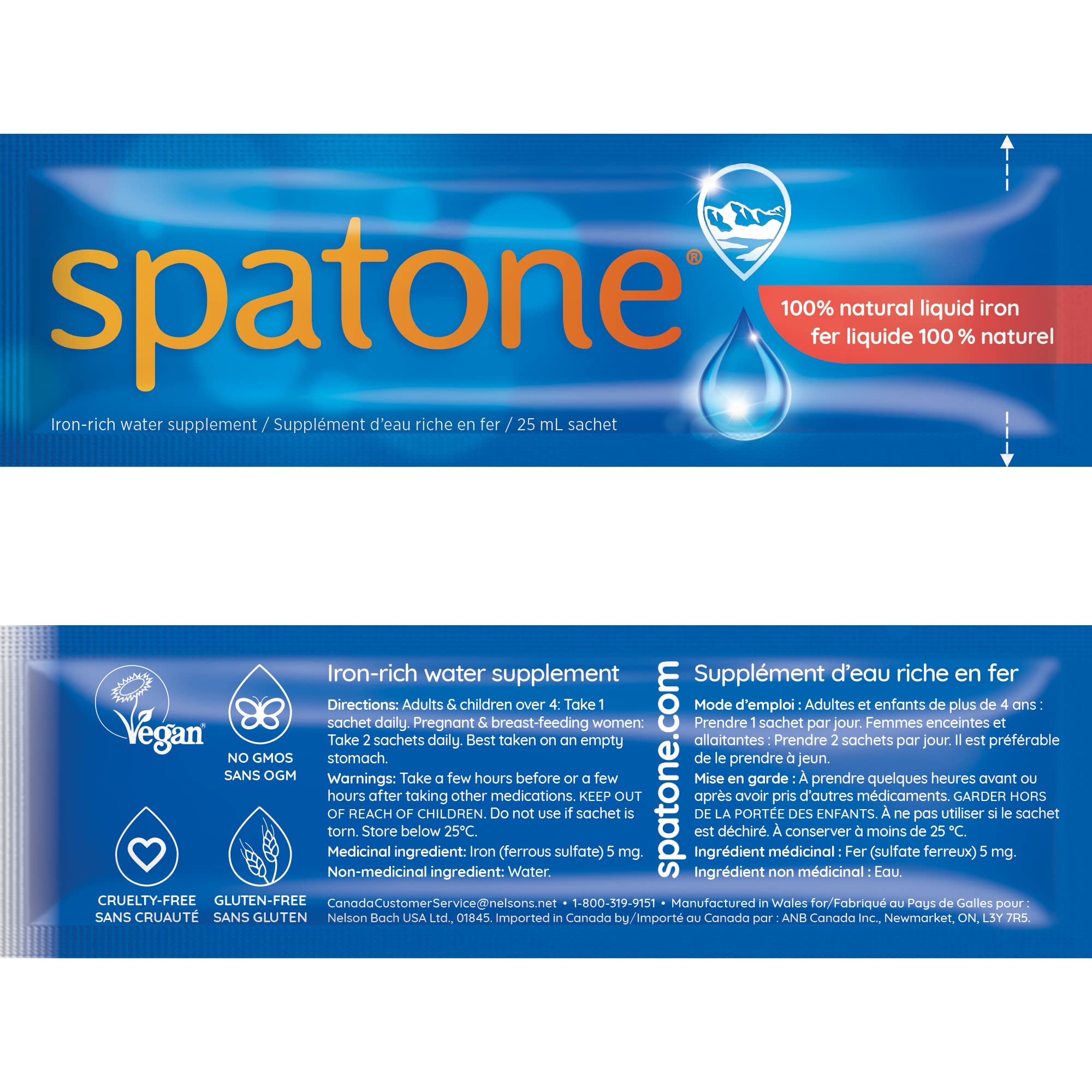 SPATONE Liquid Iron Supplement - 1 Month Supply (28 Sachets) for Energy Boost & Anemia Relief - Easy to Take Daily Iron Support for Adults & Kids