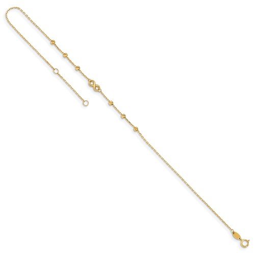 14KT Yellow Gold Infinity Symbol and Bead Anklet Bracelet for Women - Elegant Ankle Jewelry for Everyday Wear, Gifts & Special Occasions