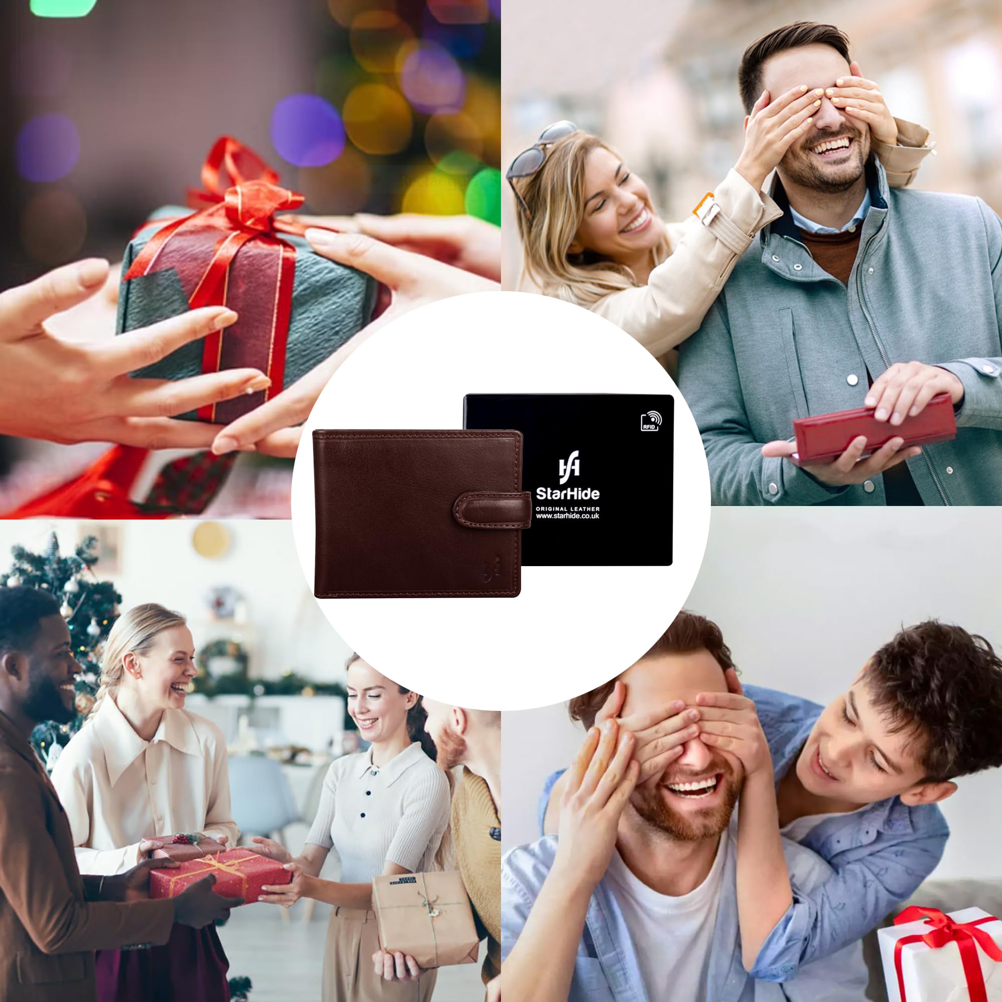 Premium STARHIDE Men's RFID Blocking Slim Leather Bifold Wallet with Zip Coin Pocket - Contactless Protection, Genuine Leather, Gift Boxed (Brown VT) - Perfect for Everyday Carry, Travel & Business Use