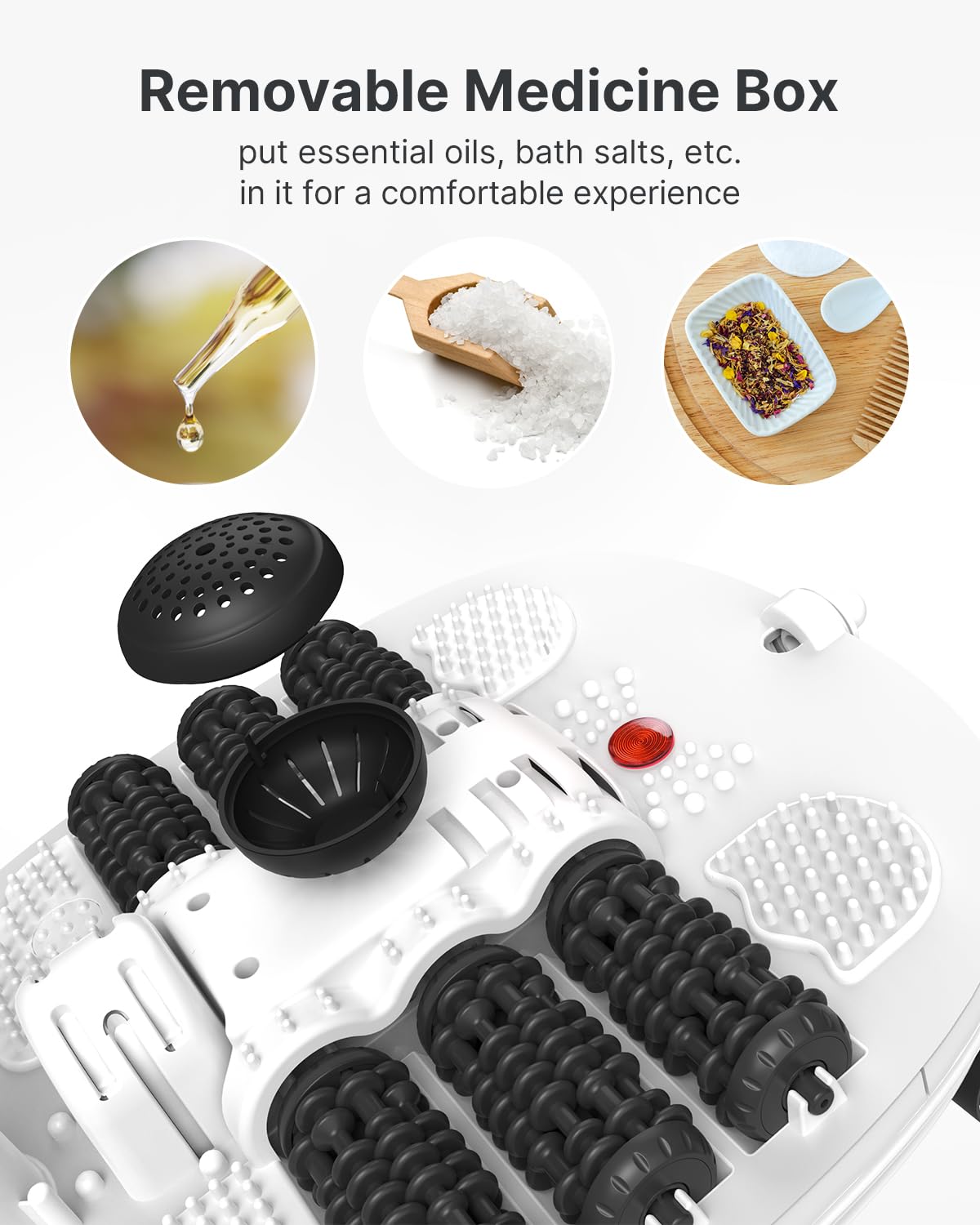 RENPHO Heated Foot Spa Massager with Auto Roller, 3 Massage Modes, Adjustable Timer & Temperature - Perfect for Relaxation, Gift for Women/Mom/Wife - Home Spa Treatment for Stress Relief & Improved Circulation (Black)