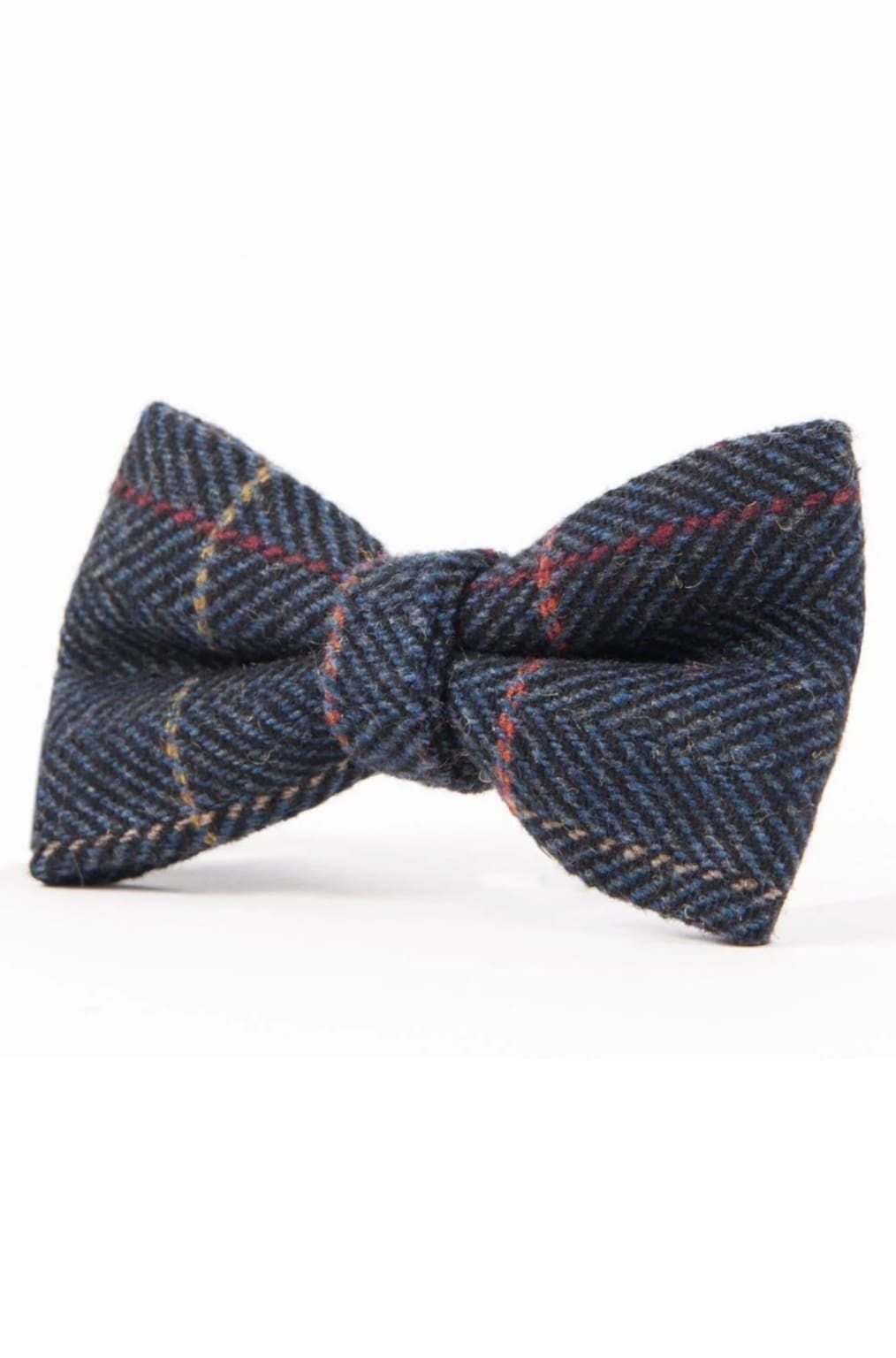 Marc Darcy Eton Navy Blue Check Tweed Bow Tie - Classic Men's Formal Accessory for Weddings, Parties & Special Occasions