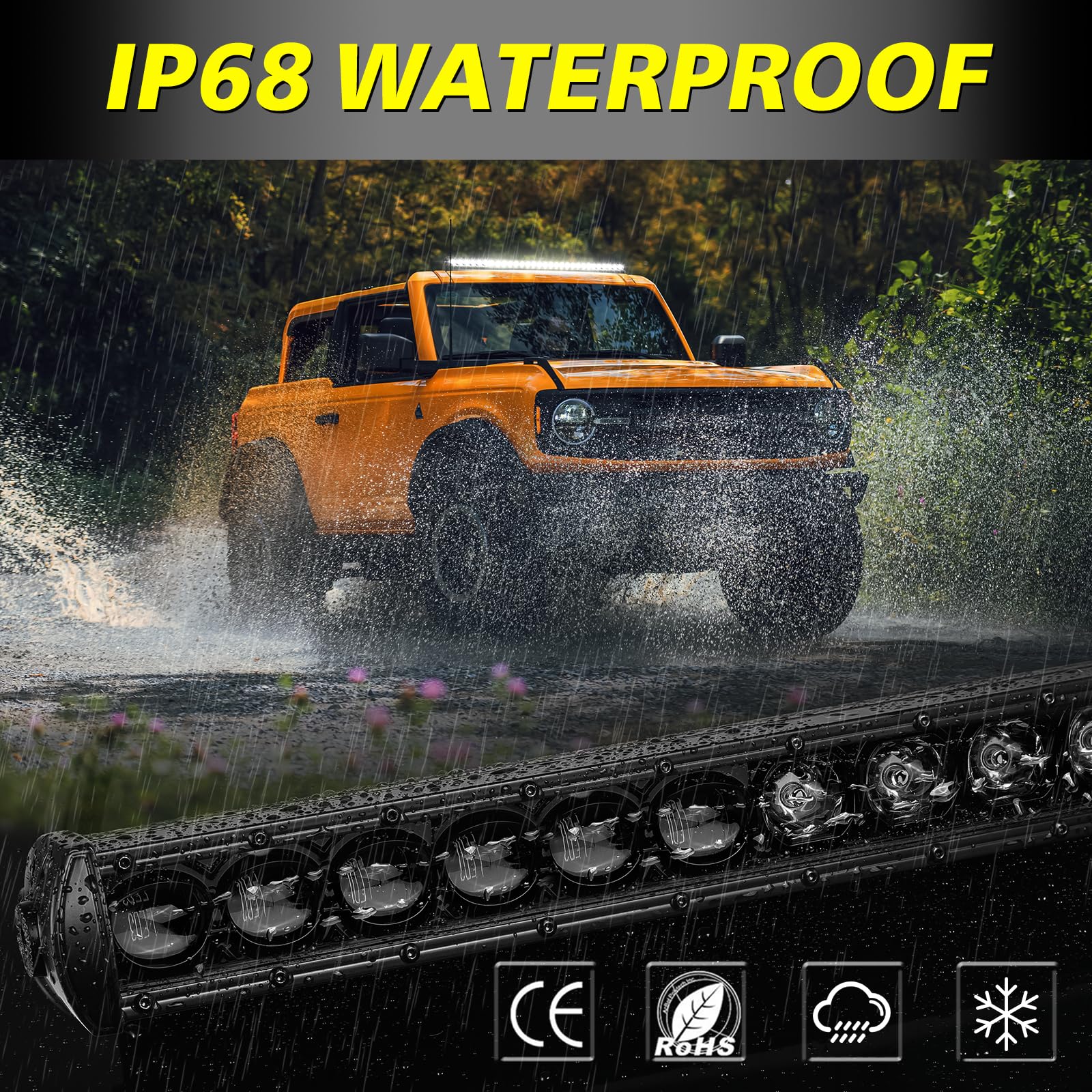 40 Inch LED Light Bar Kit - 210W Single Row Off Road Driving Lights with Wiring Harness & Black Cover - Waterproof Slim LED Light Bar for Trucks, UTV, SUV, Wrangler, Toyota, Can-Am, Bronco, Polaris, Honda - Perfect for Night Off-Roading, Camping & Emergency Lighting