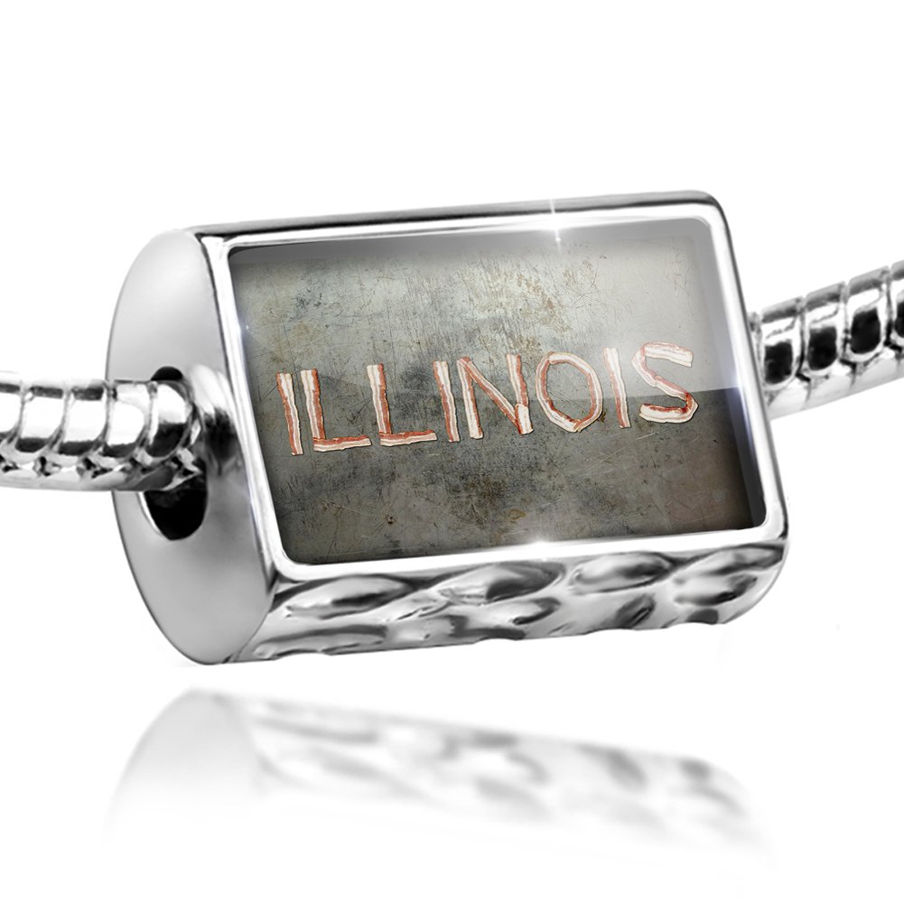 Illinois Bacon Bead Charm - Fits All European Bracelets - Perfect for DIY Jewelry Making & Gift Giving