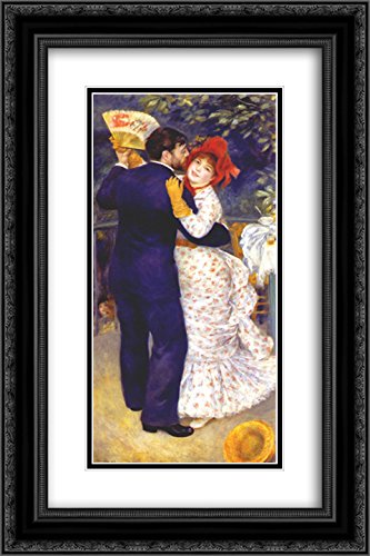 Pierre Auguste Renoir 'Dance in the Country' 16x24 Inch Black Ornate Framed Art Print with Double Mat - Museum Quality Wall Decor for Living Room, Bedroom & Office