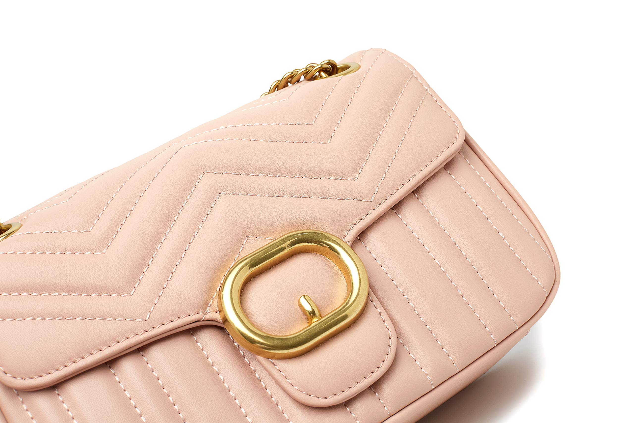 Chrysansmile Genuine Leather Quilted Crossbody Bag for Women - Stylish Shoulder Purse with Detachable Chain - Perfect for Work, Travel & Evening Out