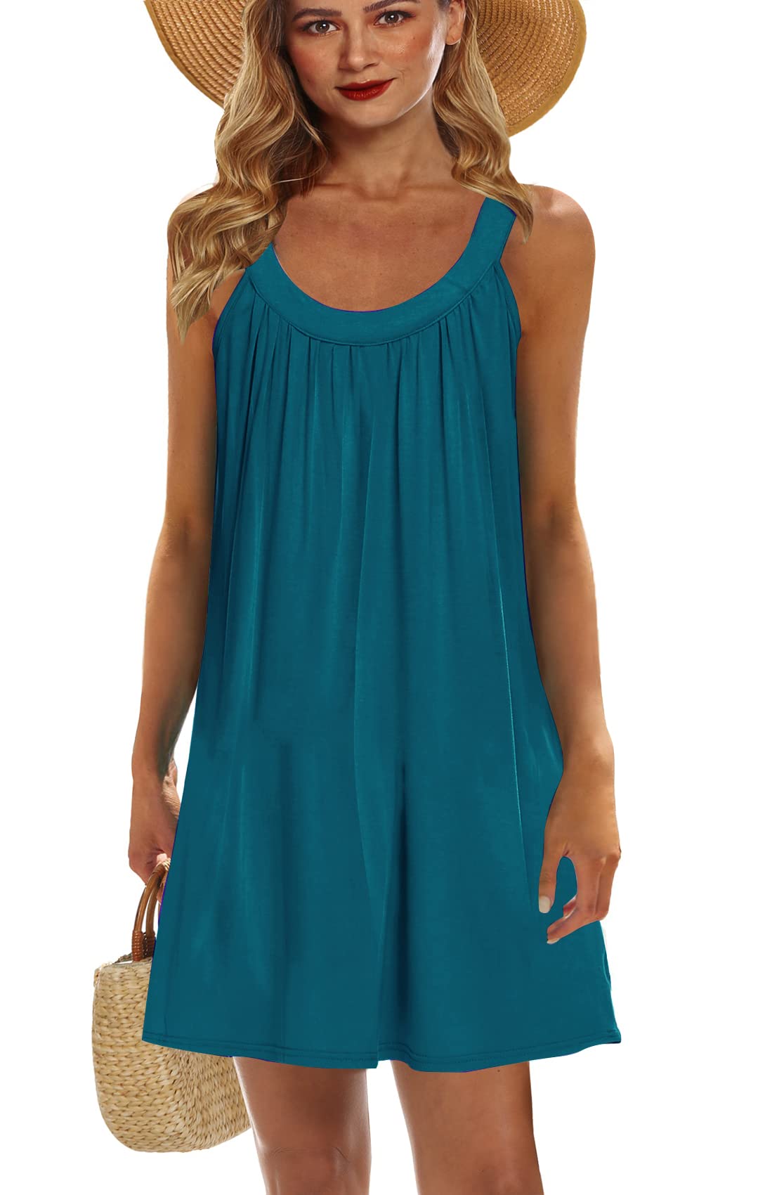 Bluetime Women's Sleeveless Halter Floral Beach Cover Up Dress - Lightweight Swimsuit Coverup for Pool, Vacation & Summer Outings