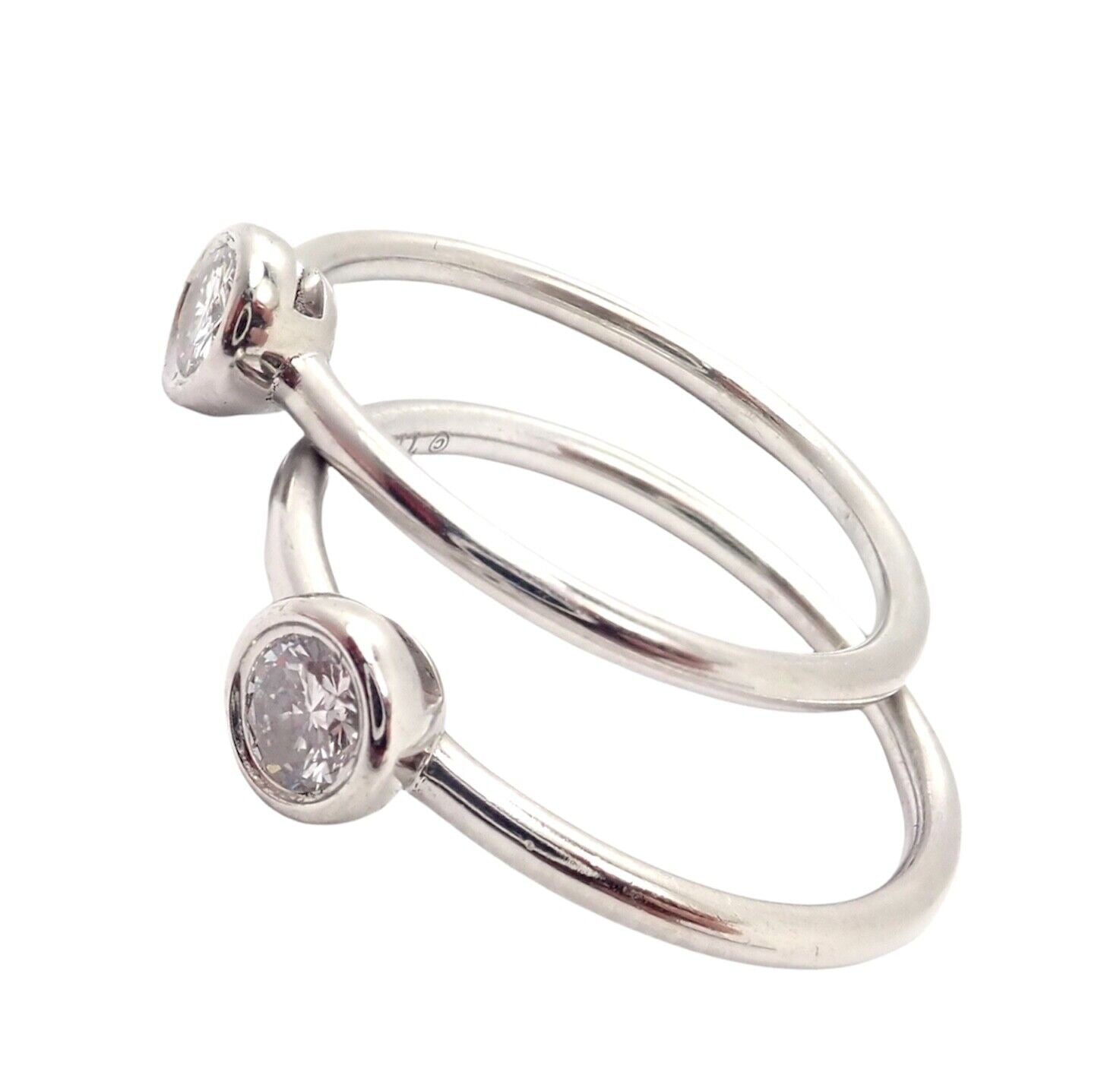 Set of 2 Tiffany & Co Platinum 0.16ct Diamond Stacking Rings - Size 5.75 - Perfect for Engagement, Wedding Bands & Anniversary Gifts