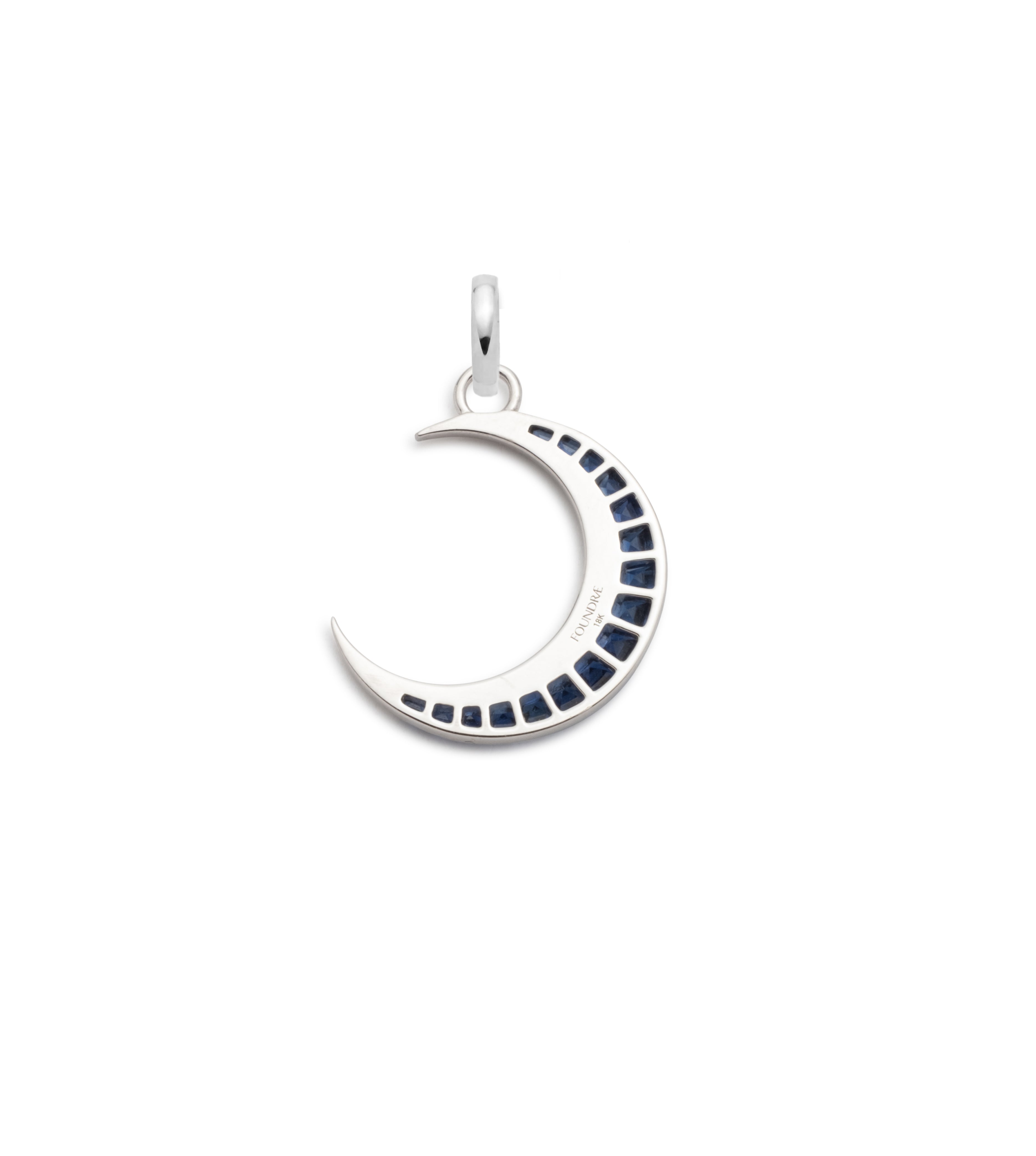 Blue Sapphire & Diamond Gemstone Medallion Necklace with Annex Link Chain - Elegant Crescent Karma Pendant for Women | Perfect for Weddings, Anniversaries & Special Occasions