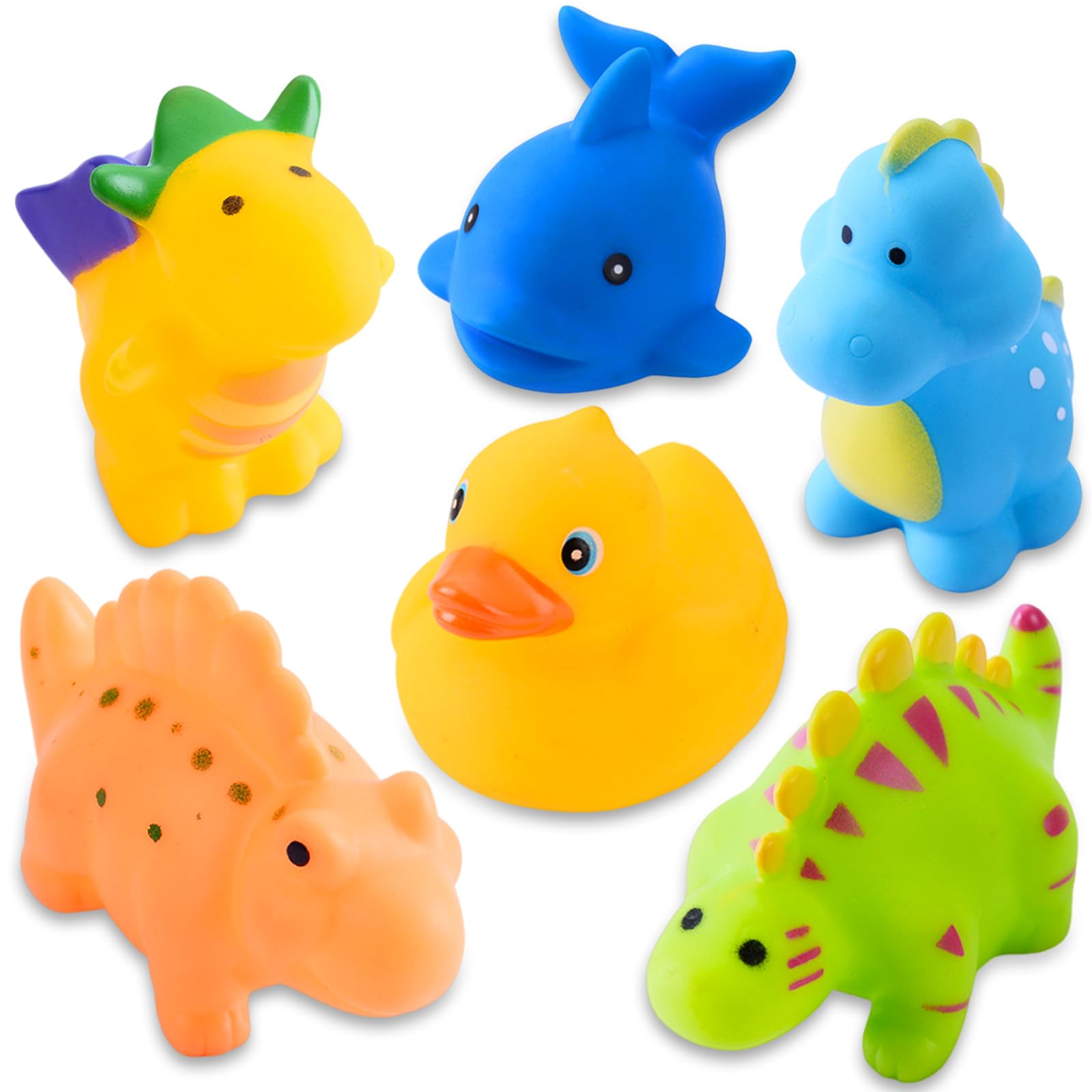 6 Pcs Baby Bath Toys Set - Rubber Ducks & Ocean Animals for Kids 3-5 Years | Fun Water Play Toys for Toddlers, Boys & Girls | Perfect for Summer Beach, Pool Party, Holiday & Birthday Favors | Safe & Durable Bath Time Fun